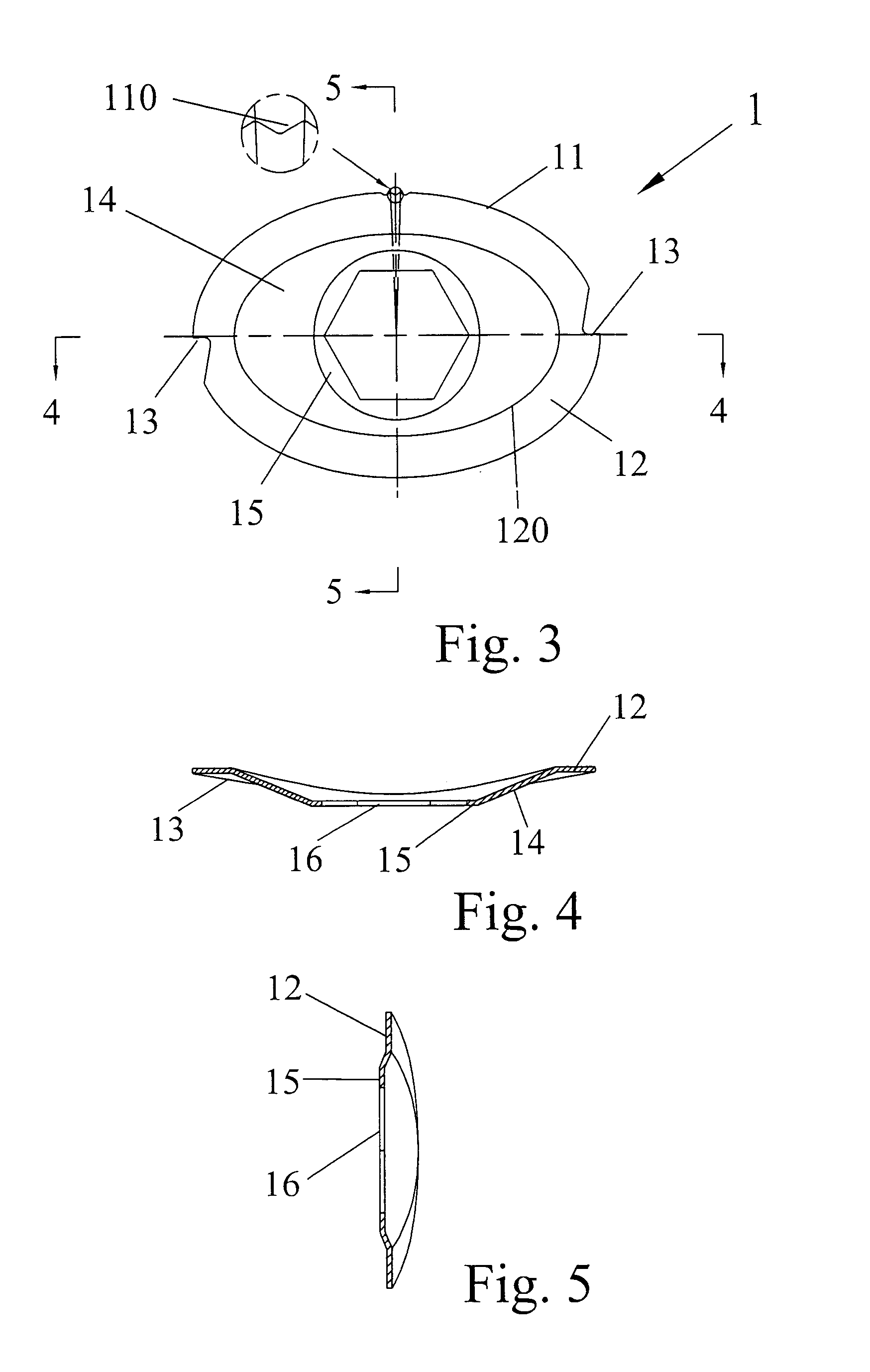 Elliptical acetabuliform blade for shredder