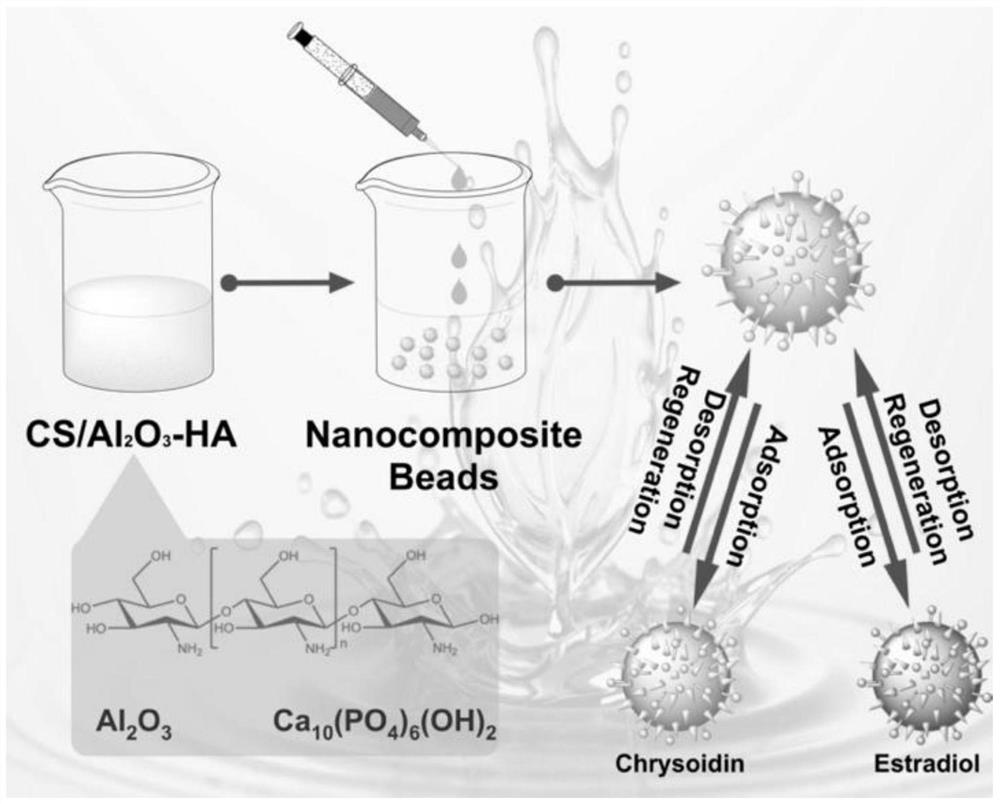 Aluminum oxide-hydroxyapatite-chitosan composite adsorption material, preparation method and application thereof