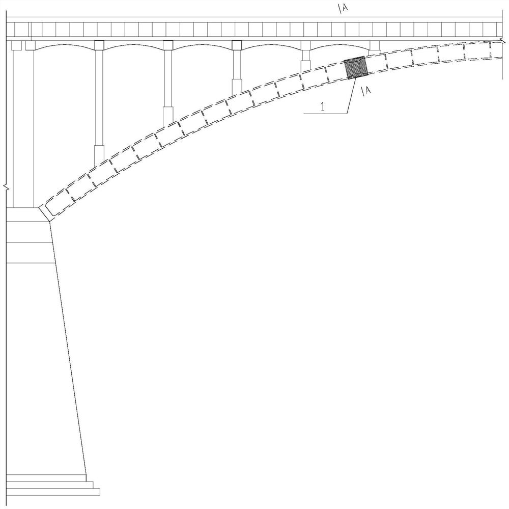 A method for strengthening the splice section and arch foot section of a box-shaped arch bridge