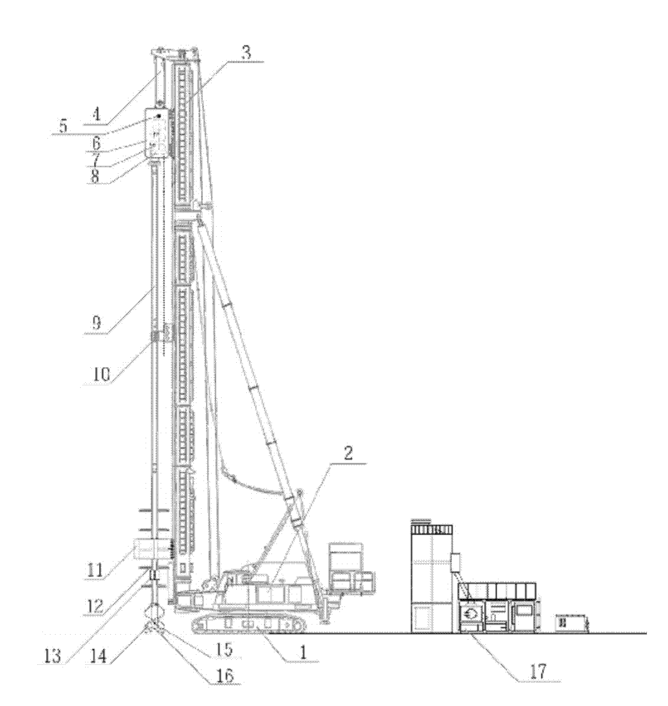 Continuous multi-shaft cement mixing pile device and construction method