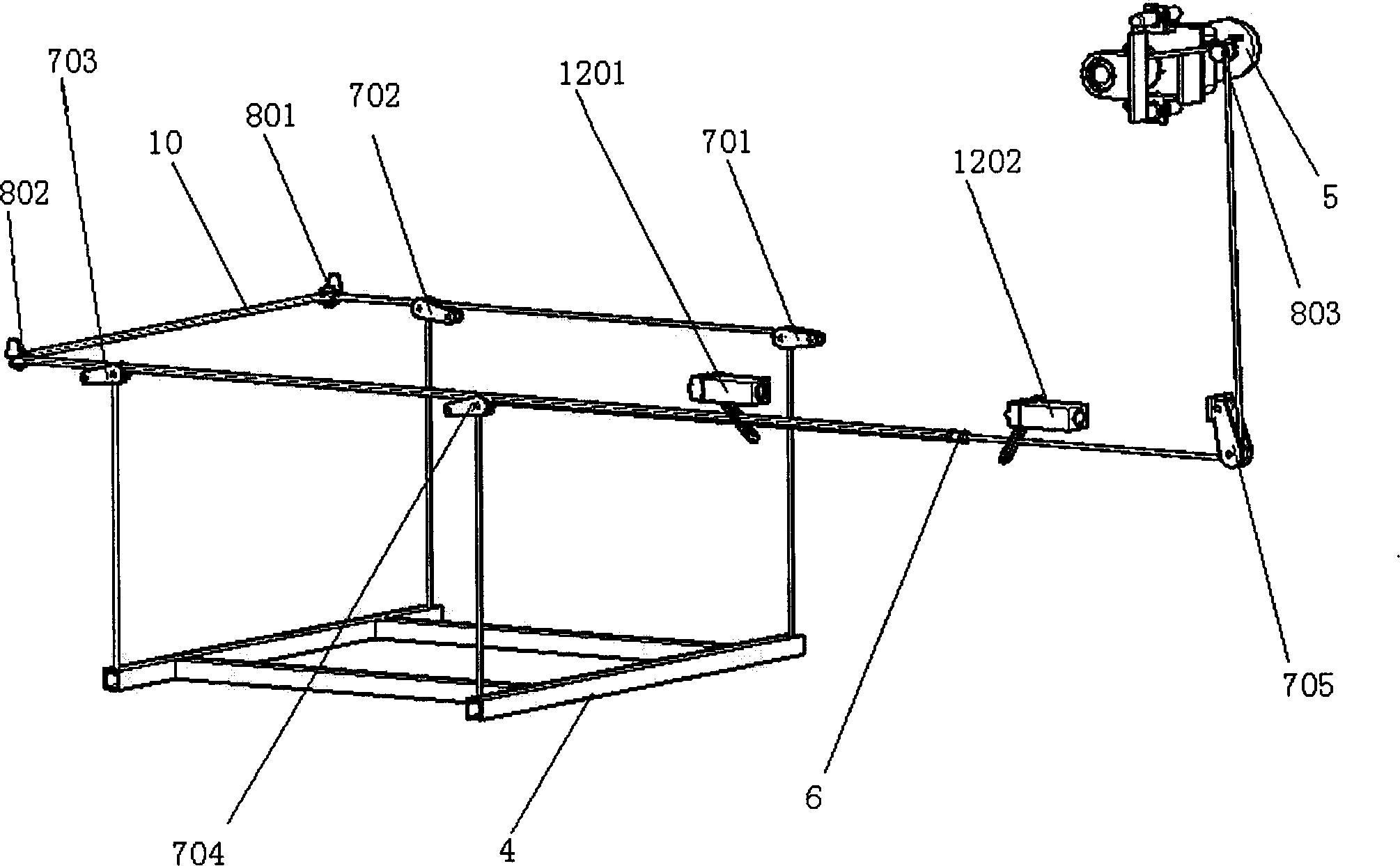 Automatic lifting device for carrying paper cocooning frame after cocoon removal