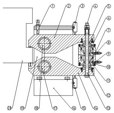 Large vertical lathe turntable clamping device