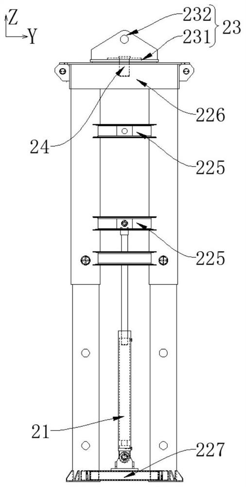 Telescopic transfer bracket device and beam transporting vehicle