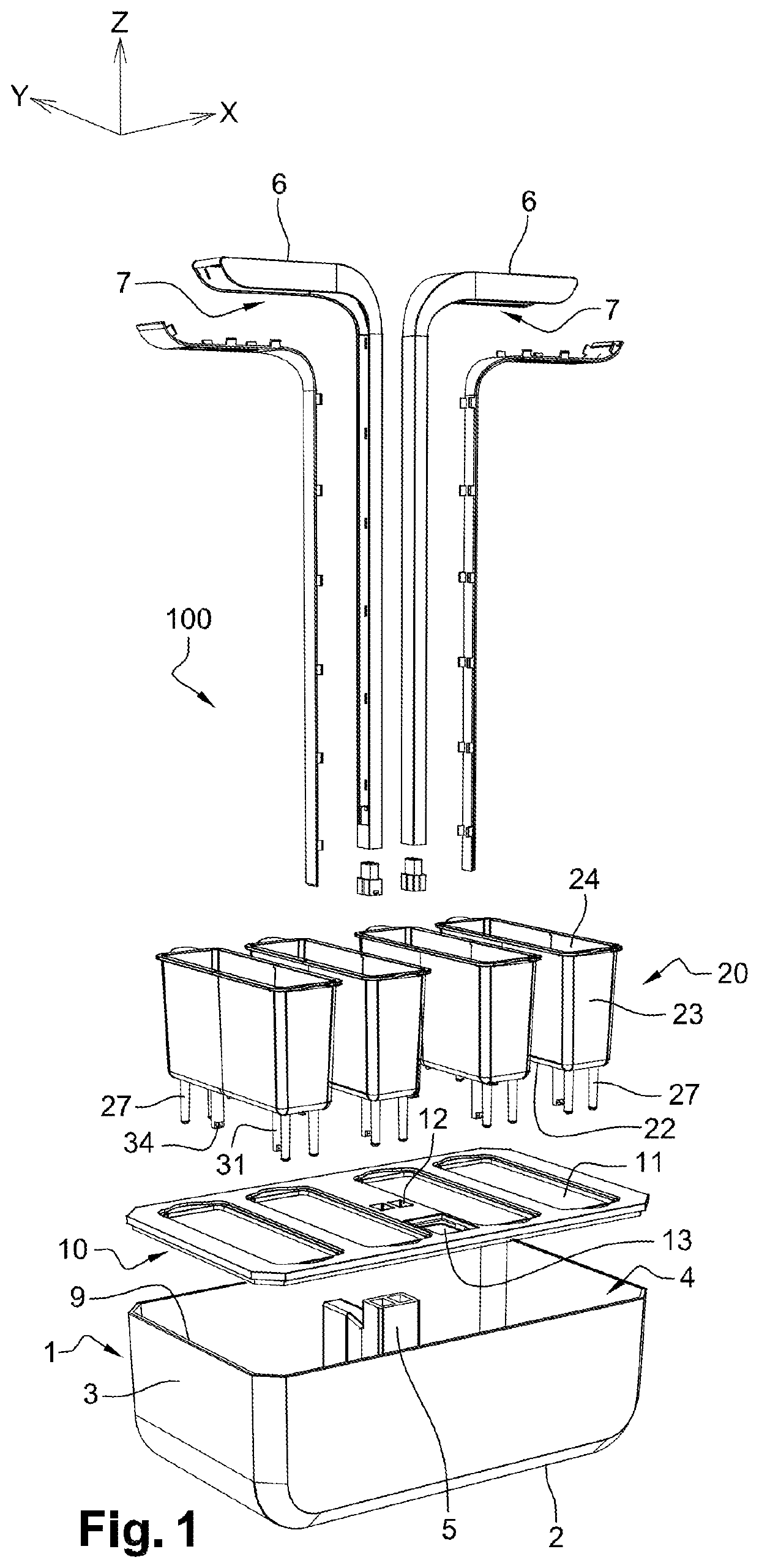 Element for cultivating at least one plant and method for producing the element