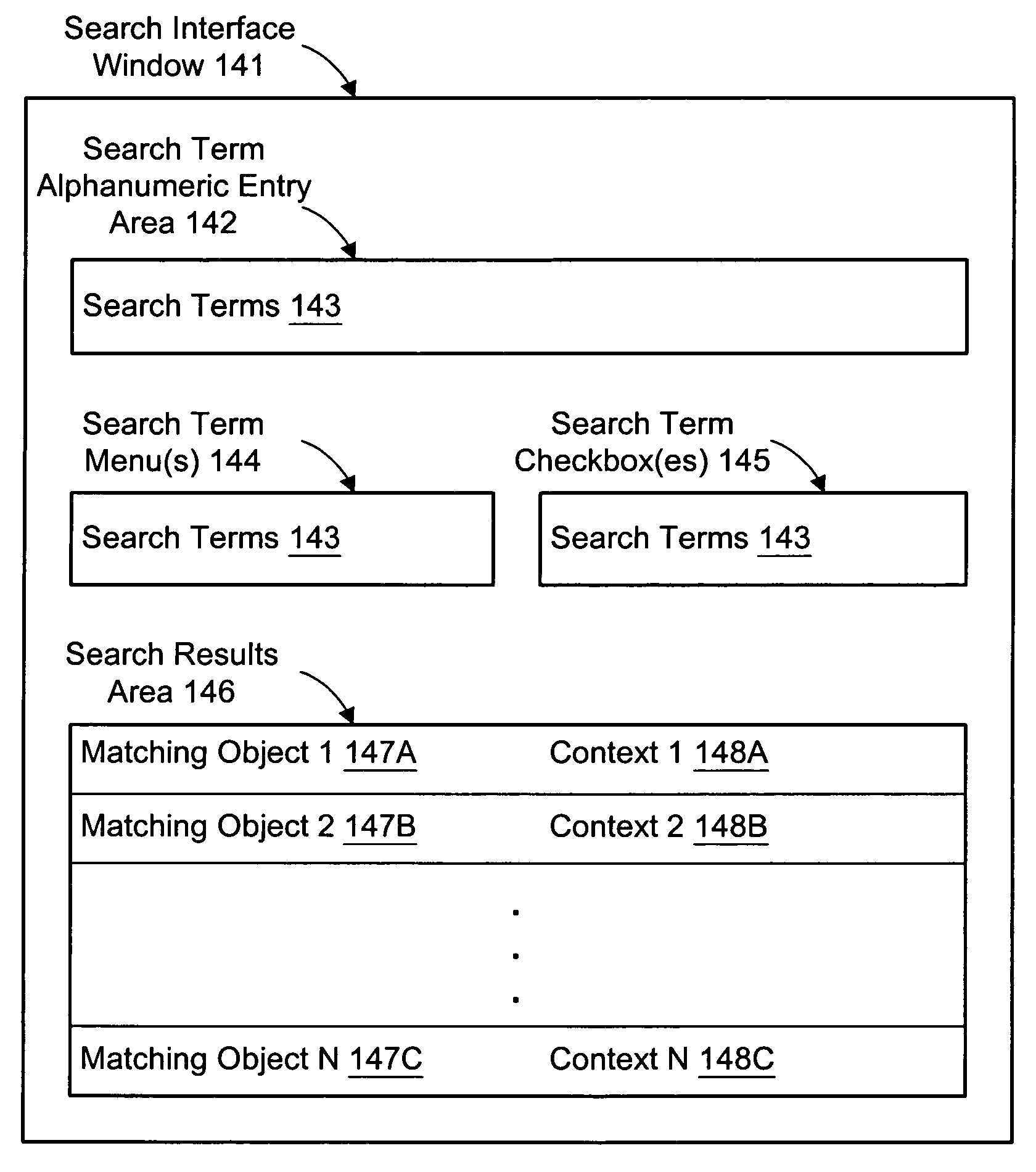 Search interface server and storage management