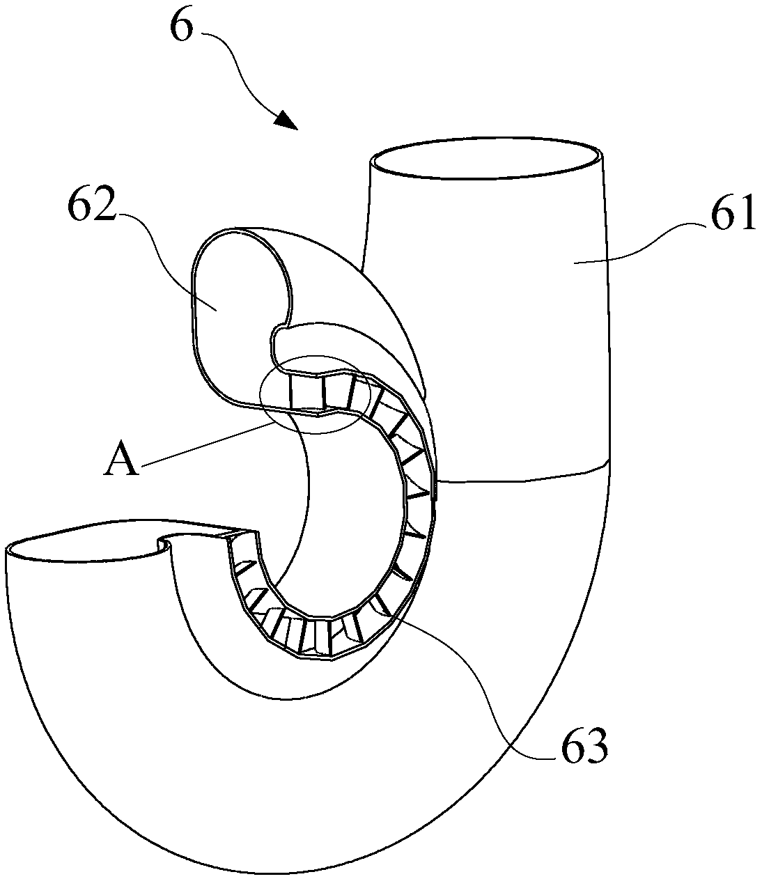 Gas inlet volute and combustion gas turbine