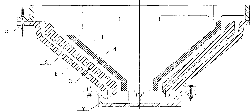 Method for casting manganese steel broken wall or mortar-rolling wall of cone crusher by internal and external metal molds sand-lining