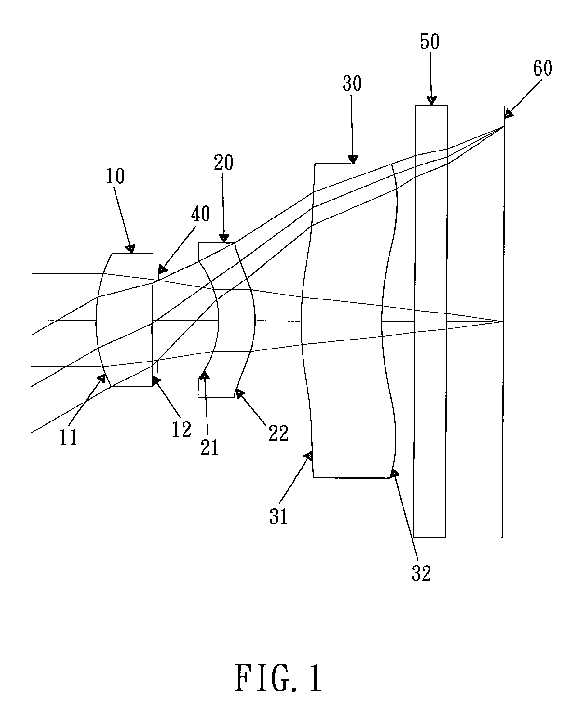 Optical lens system for taking image