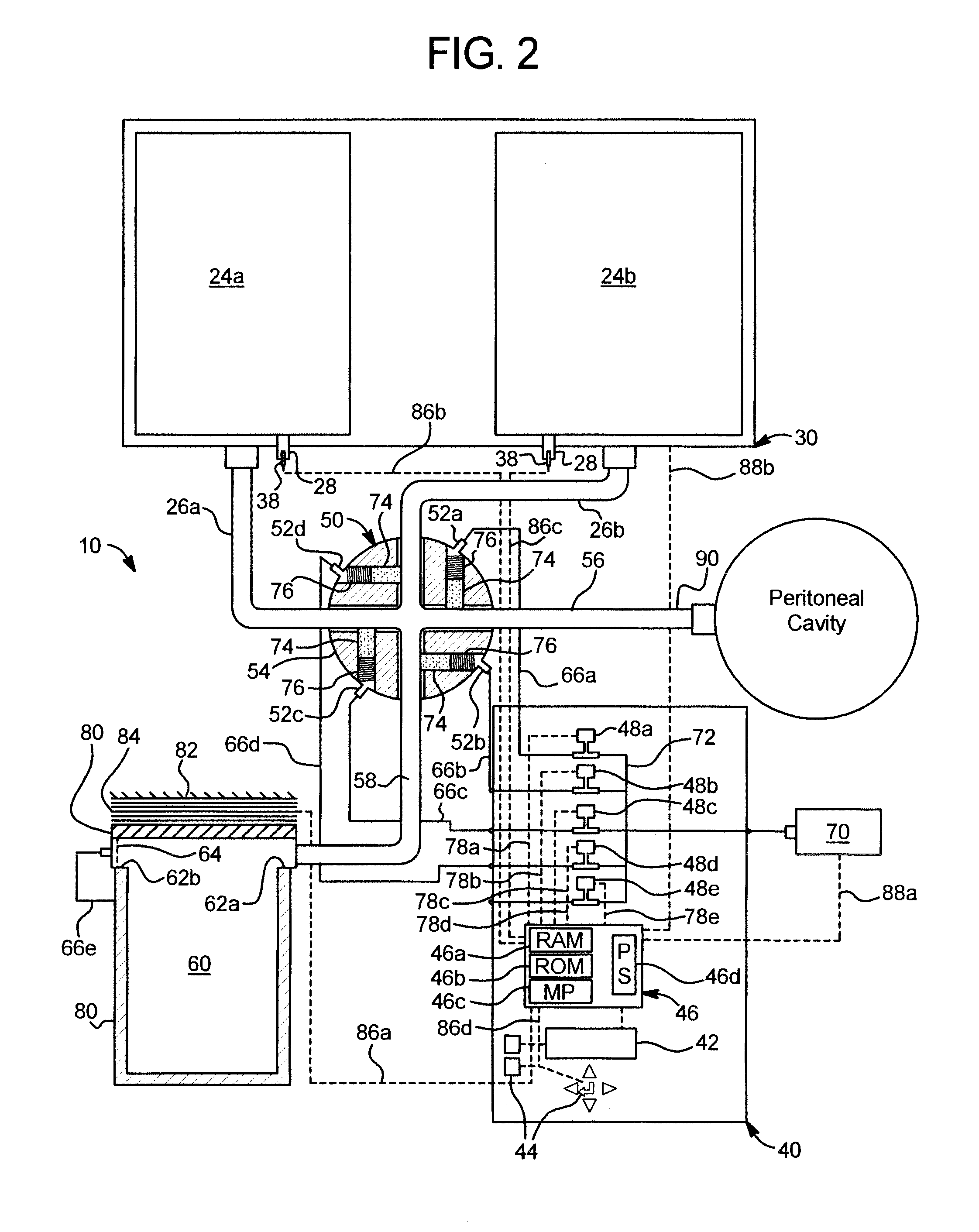 Peritoneal dialysis system having heater pan and weight sensor