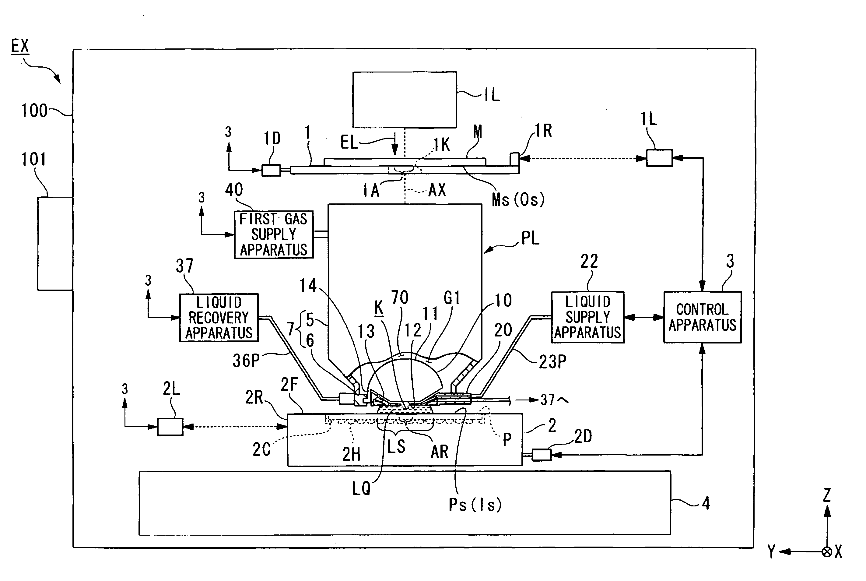 Projection optical system, exposing method, exposure apparatus, and device fabricating method