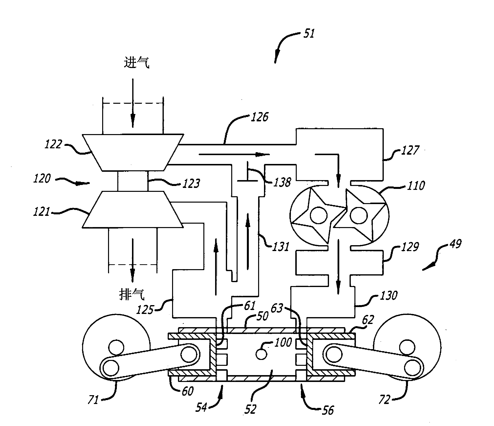 Egr construction for opposed-piston engines