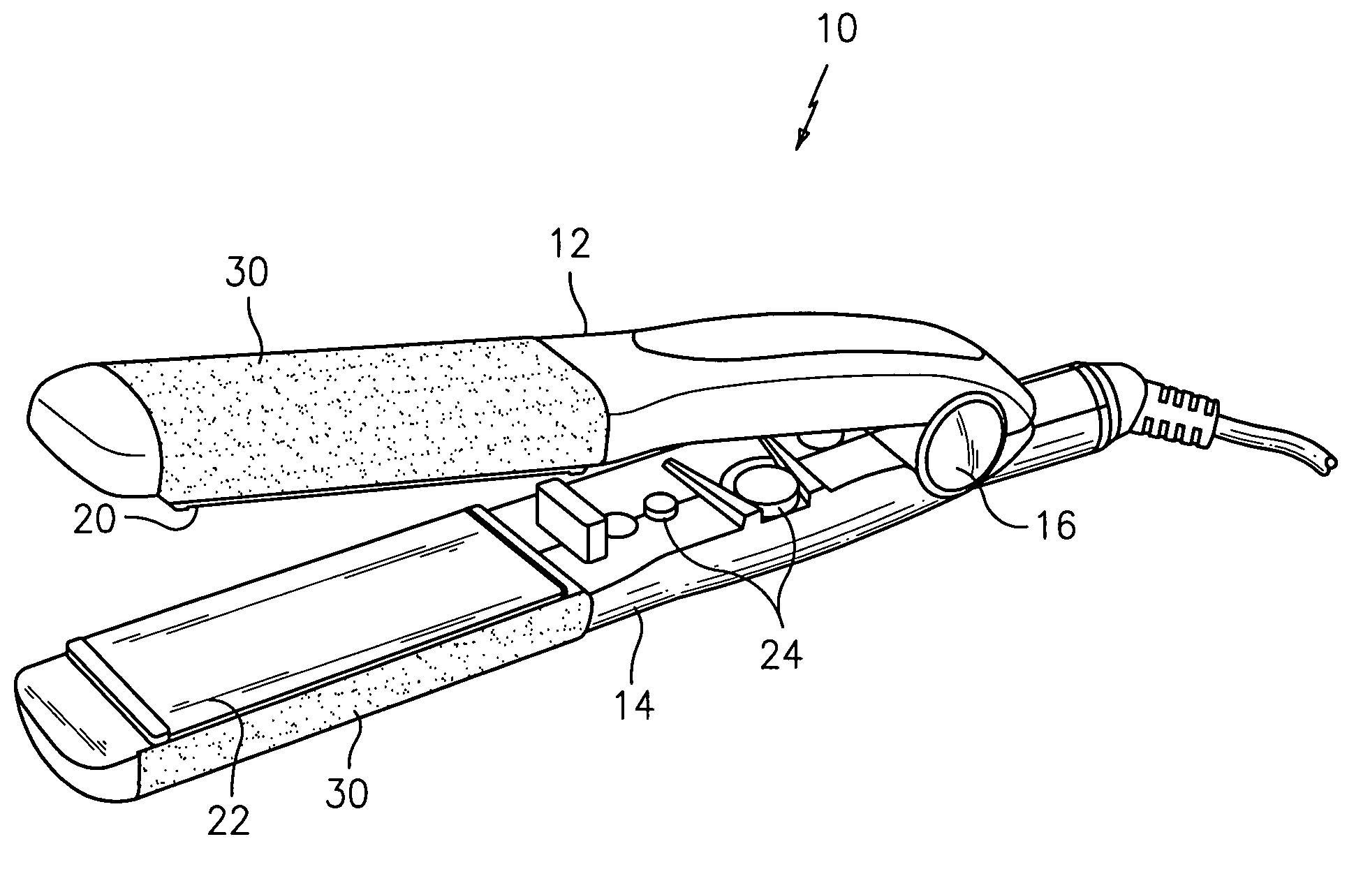 Hair straightening appliance with flocked arms