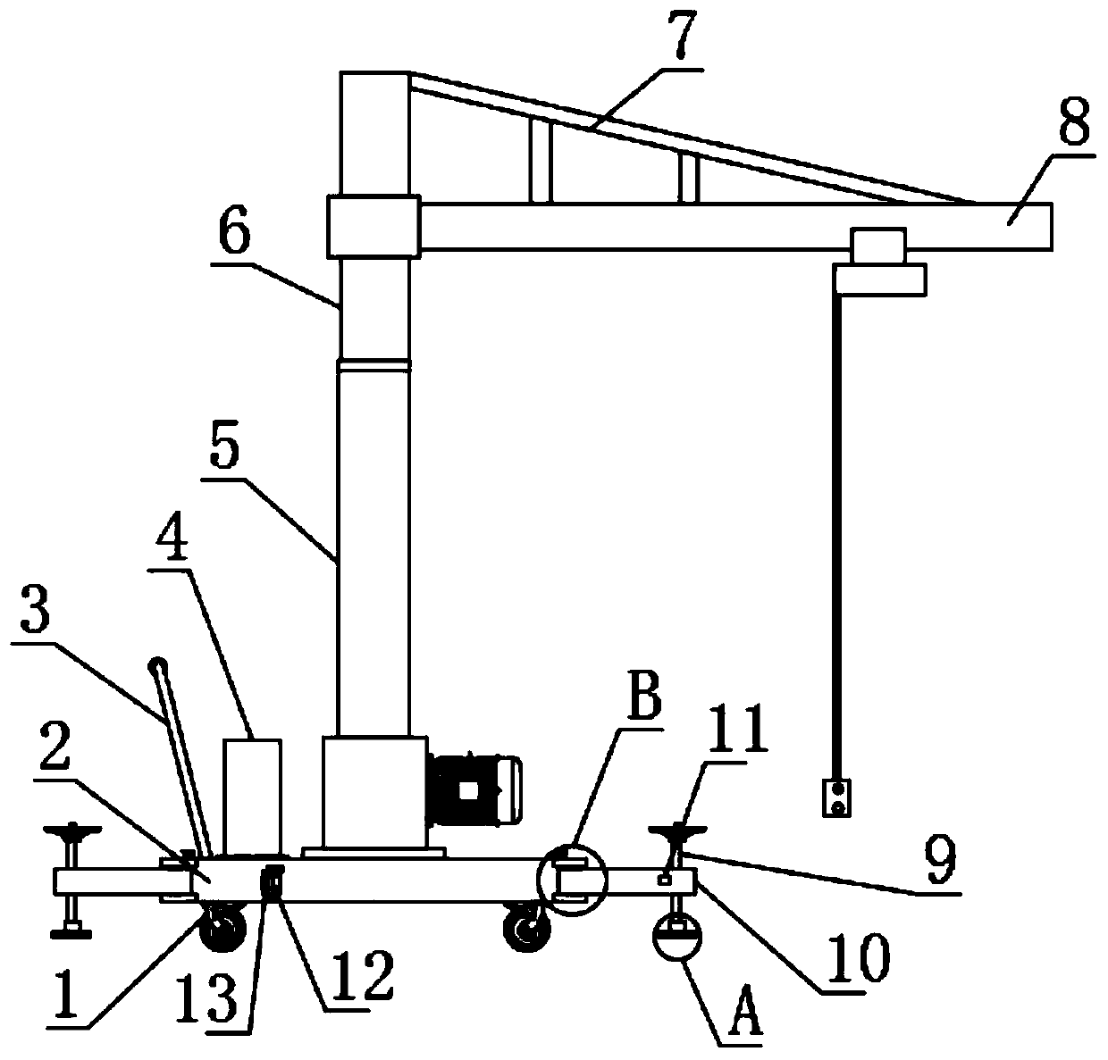 Stable lifting cantilever crane stand column