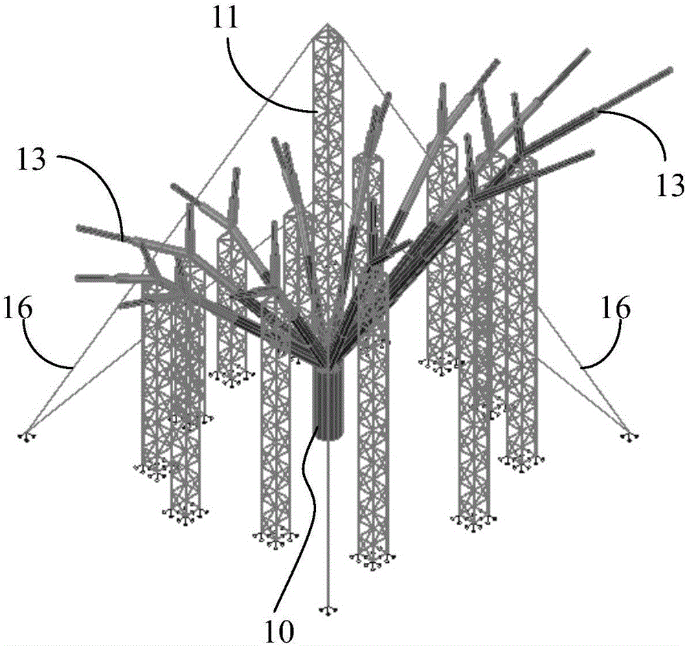 Rotary lifting construction method for large-scale tree-shaped structure