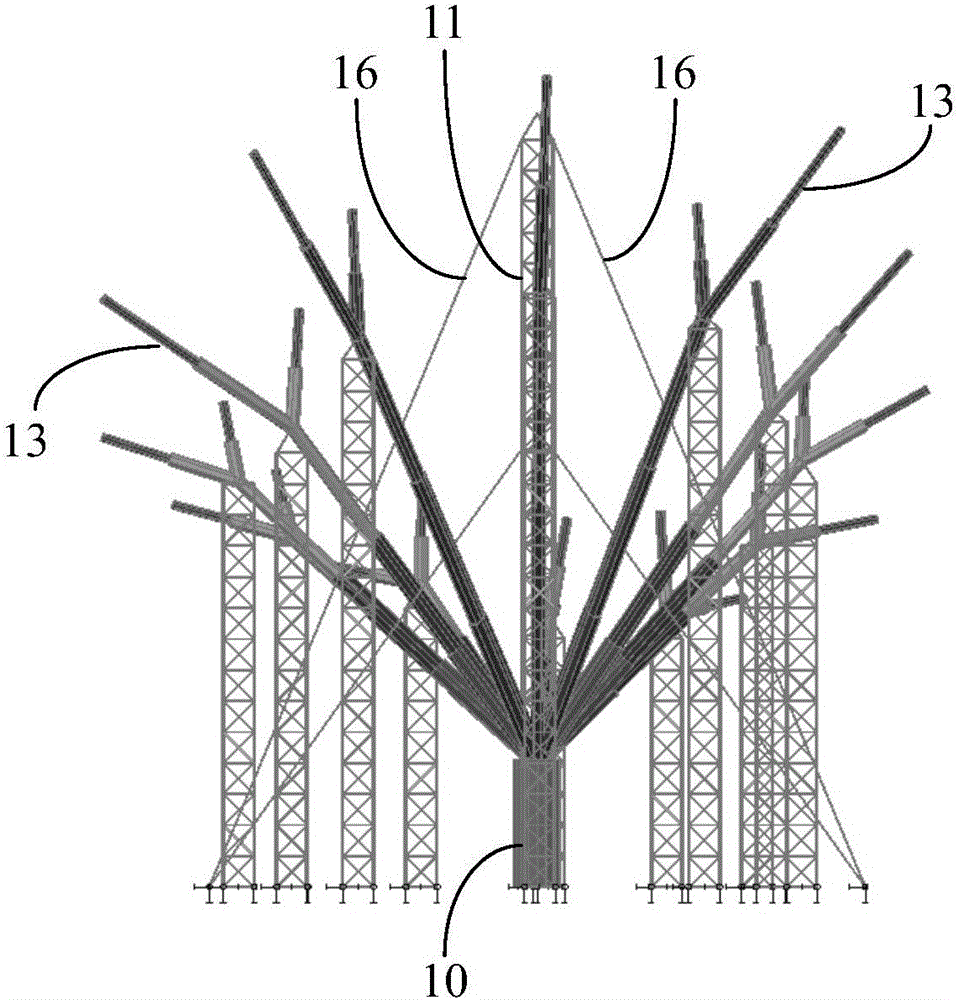 Rotary lifting construction method for large-scale tree-shaped structure