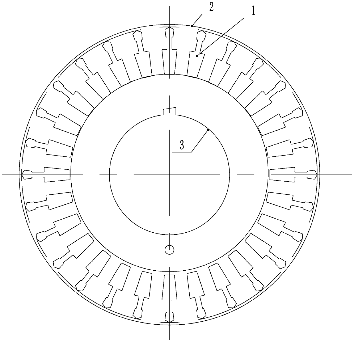 Motor rotor punching plate for deep groove type three-groove continuous structure