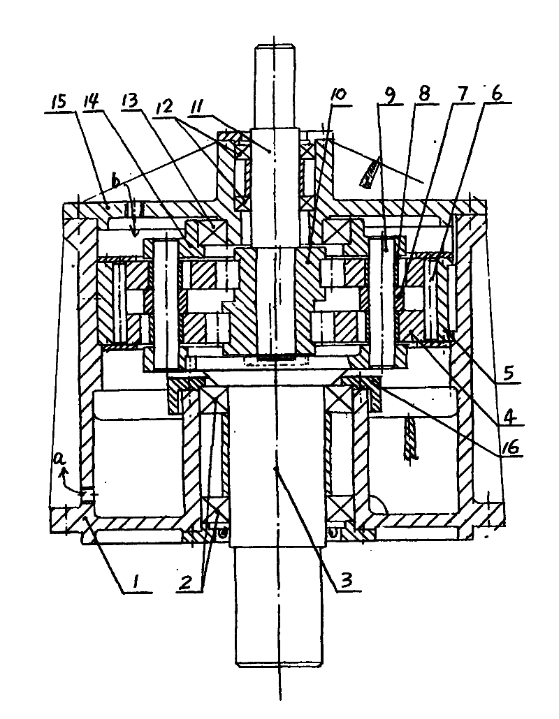 Novel vertical type needle-sleeve-free cycloid reducer