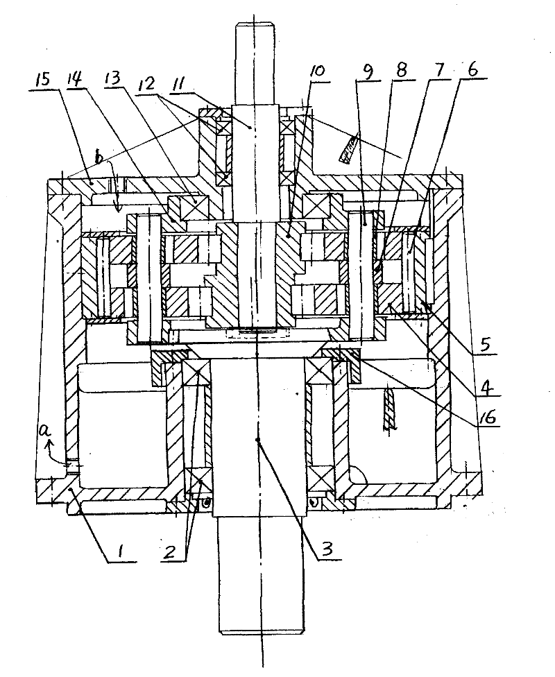 Novel vertical type needle-sleeve-free cycloid reducer