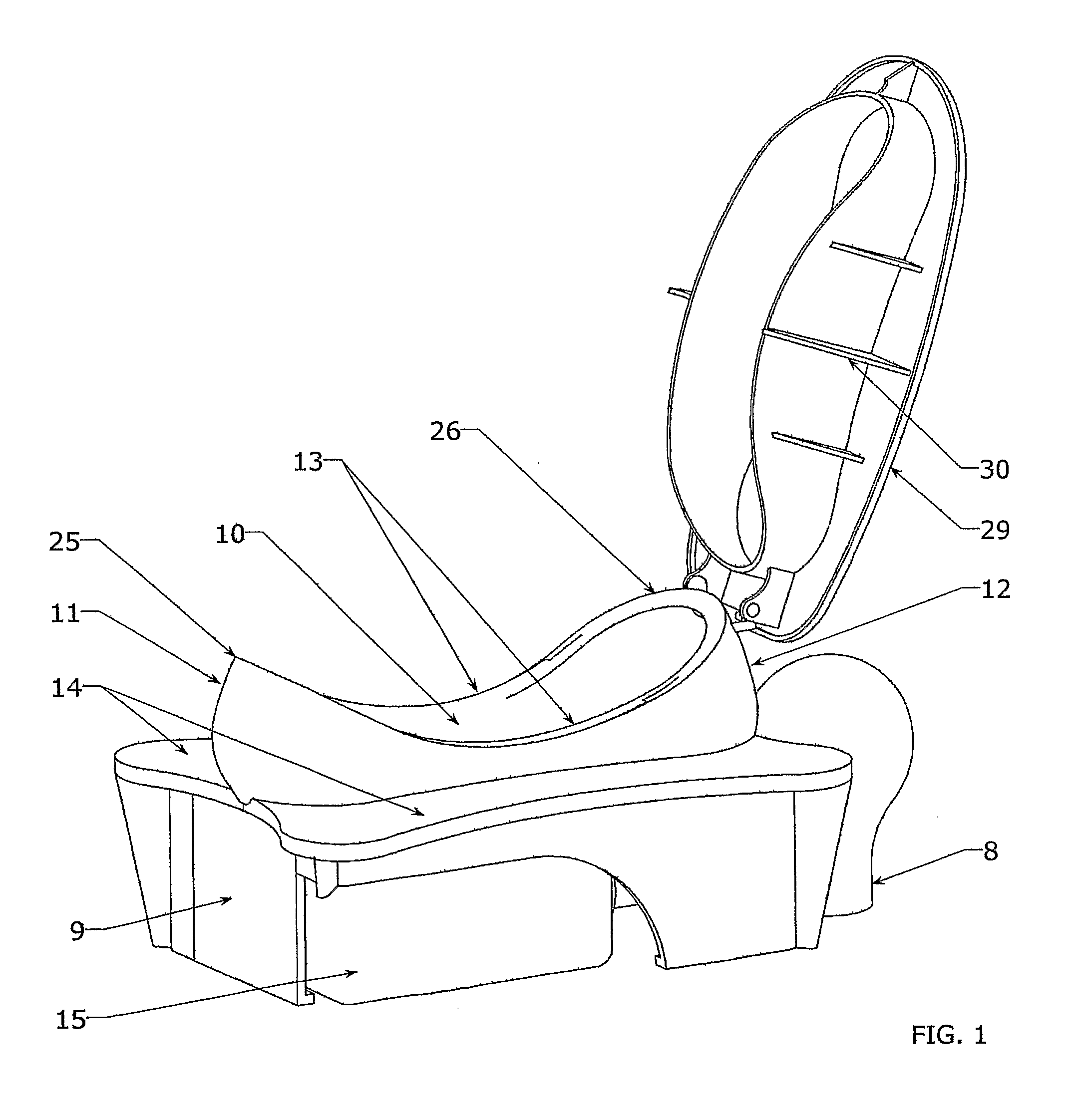 Sitting and squatting water closet and seat with cistern below