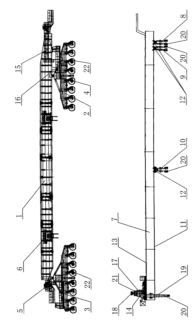 Integrative bridge erection machine of shift type transporting and erecting girder and bridge erecting method