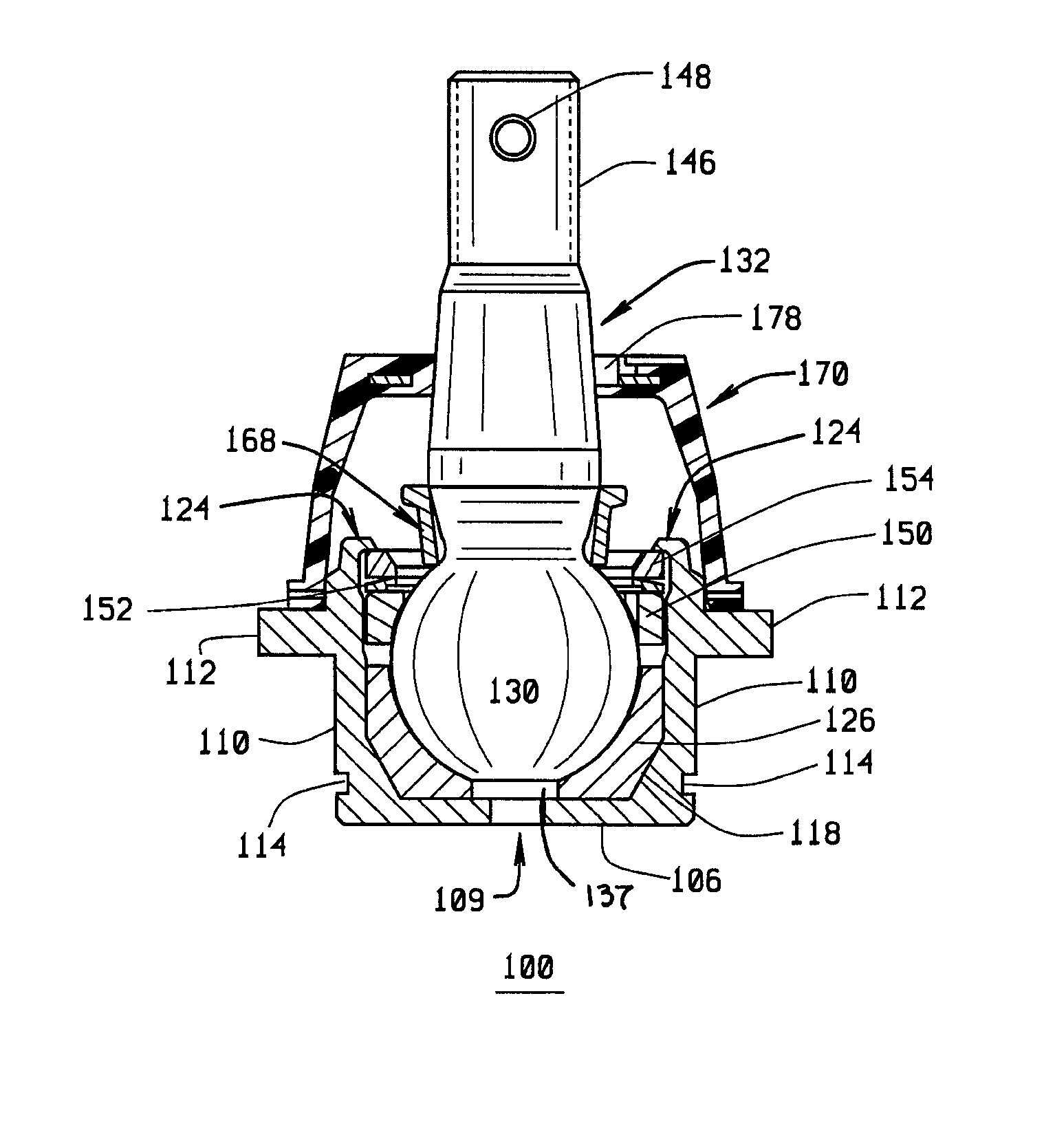 Metal split bearing compression load ball joint