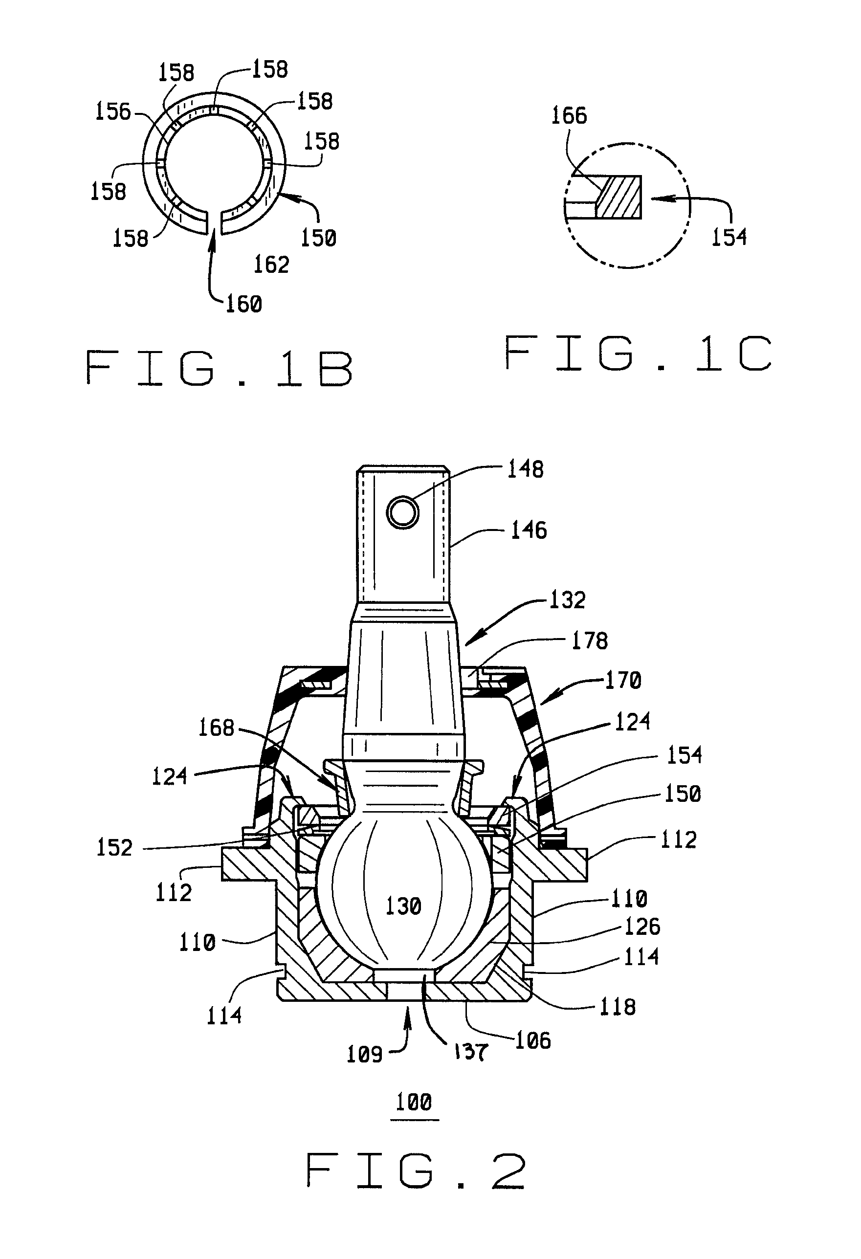 Metal split bearing compression load ball joint