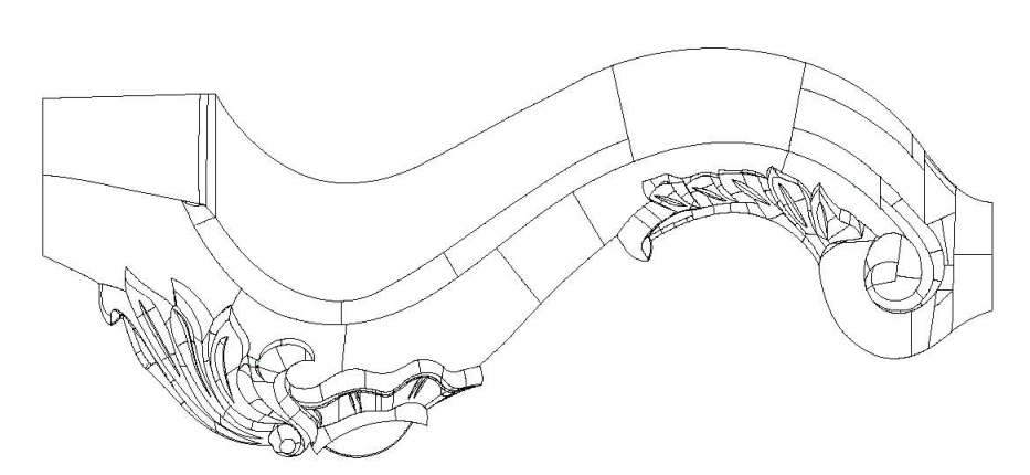 Shaped wooden mould pressing furniture part and manufacturing method thereof