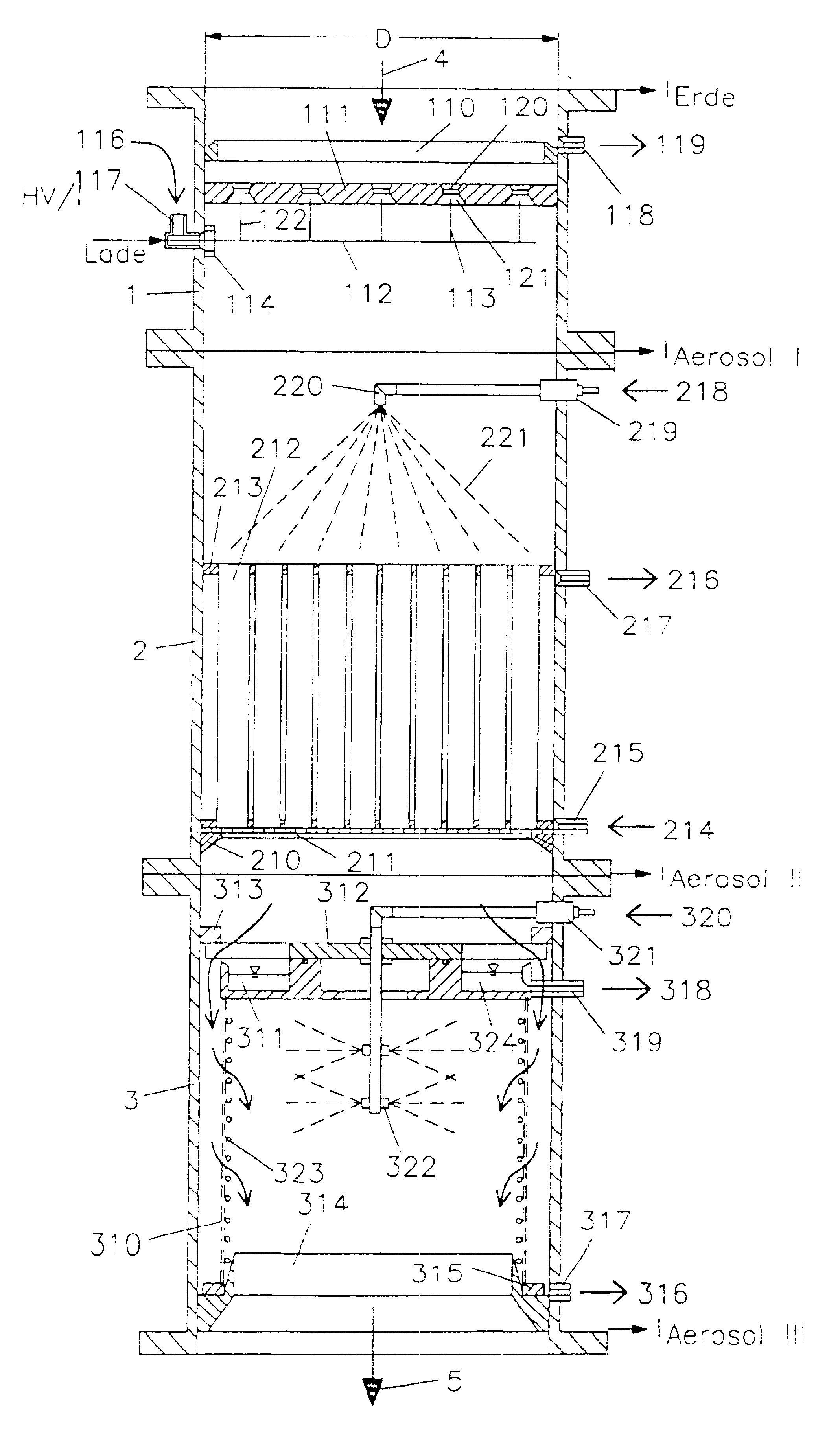 Apparatus for the electrostatic cleaning of gases and method for the operation thereof