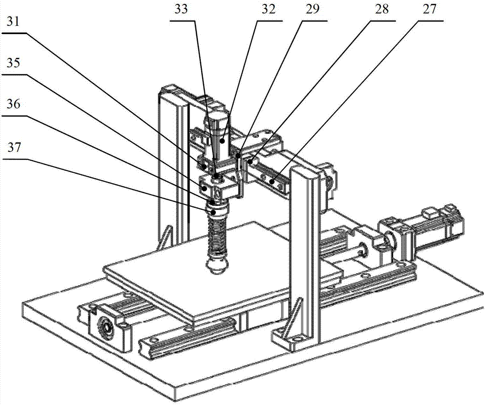 Testing device for vertical and continuous loading at optional position of numerical control moving table