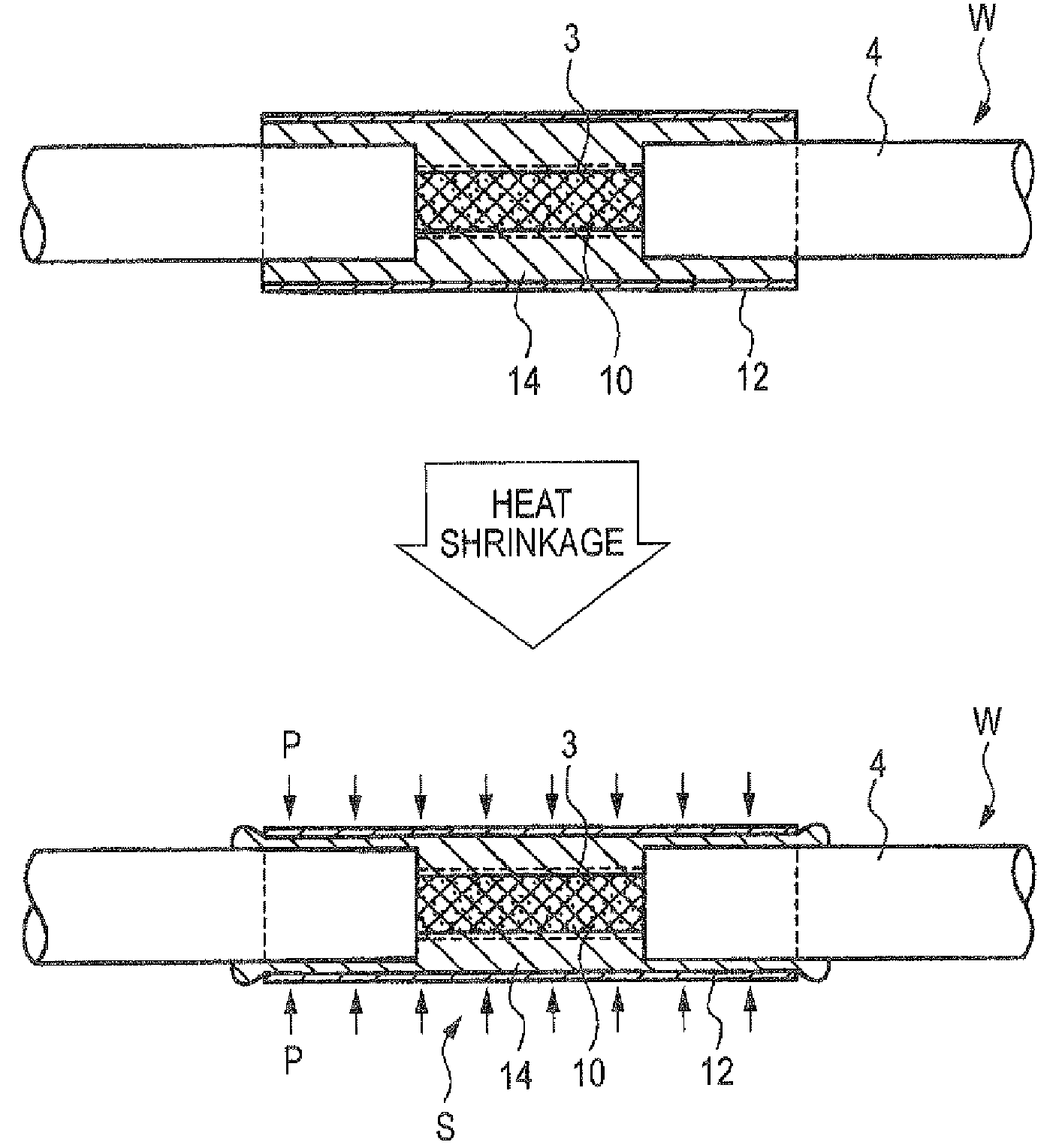 Structure and method for stopping water in shielded electric wire