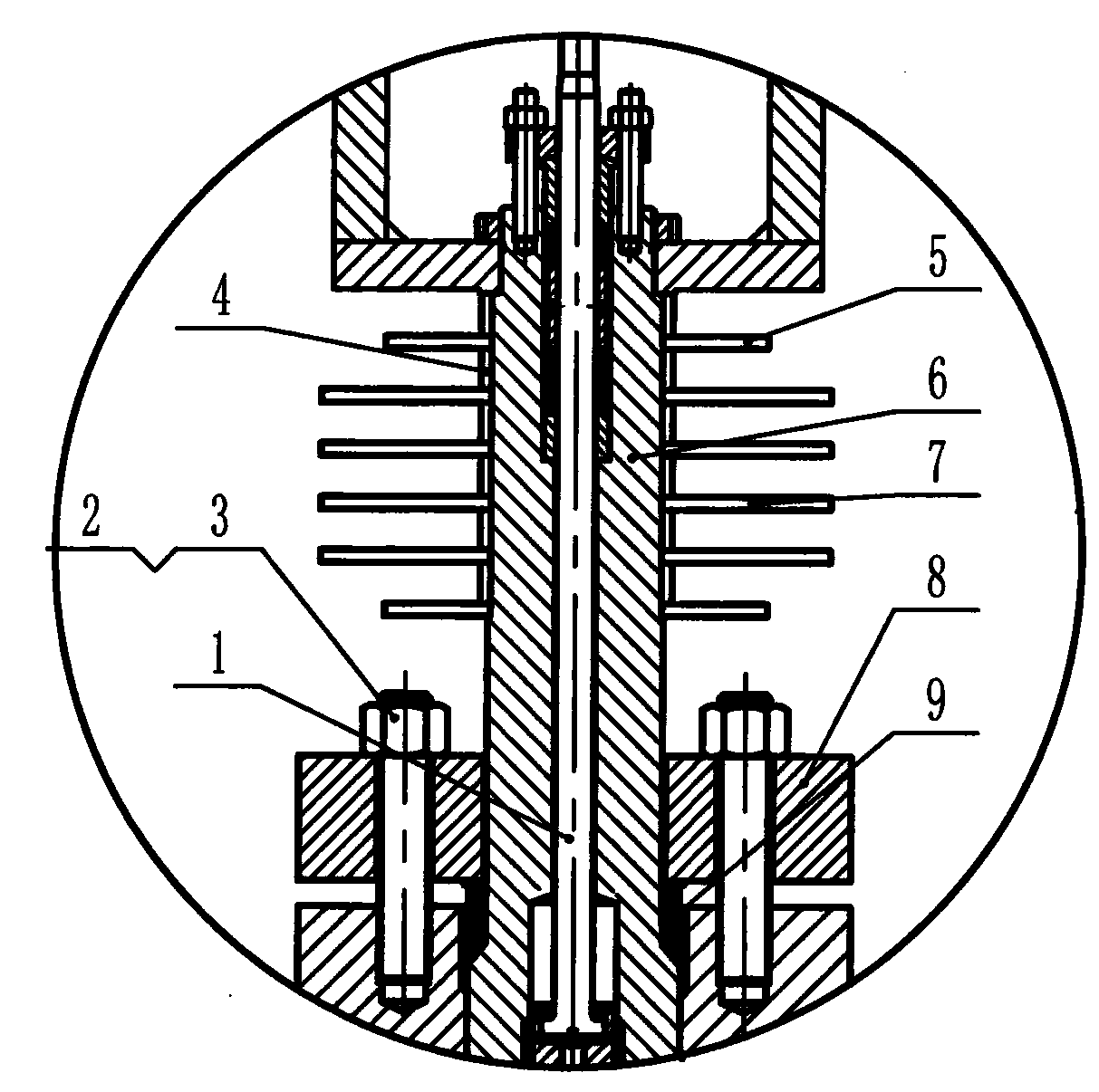 A split-type self-tightening sealing regulating valve bonnet with cooling fins