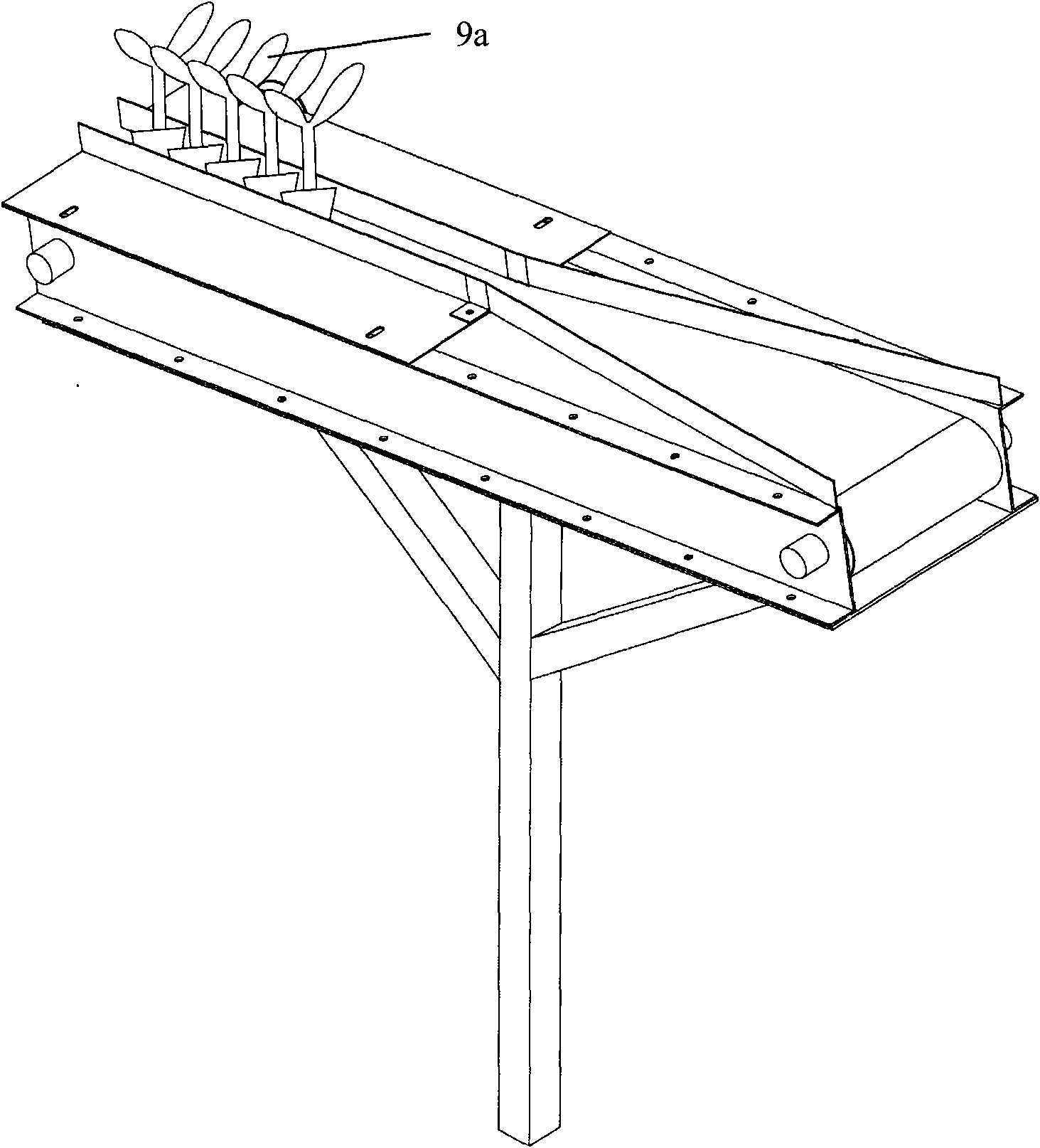 Conveying belt and rotating disc combination type seedling feeding device