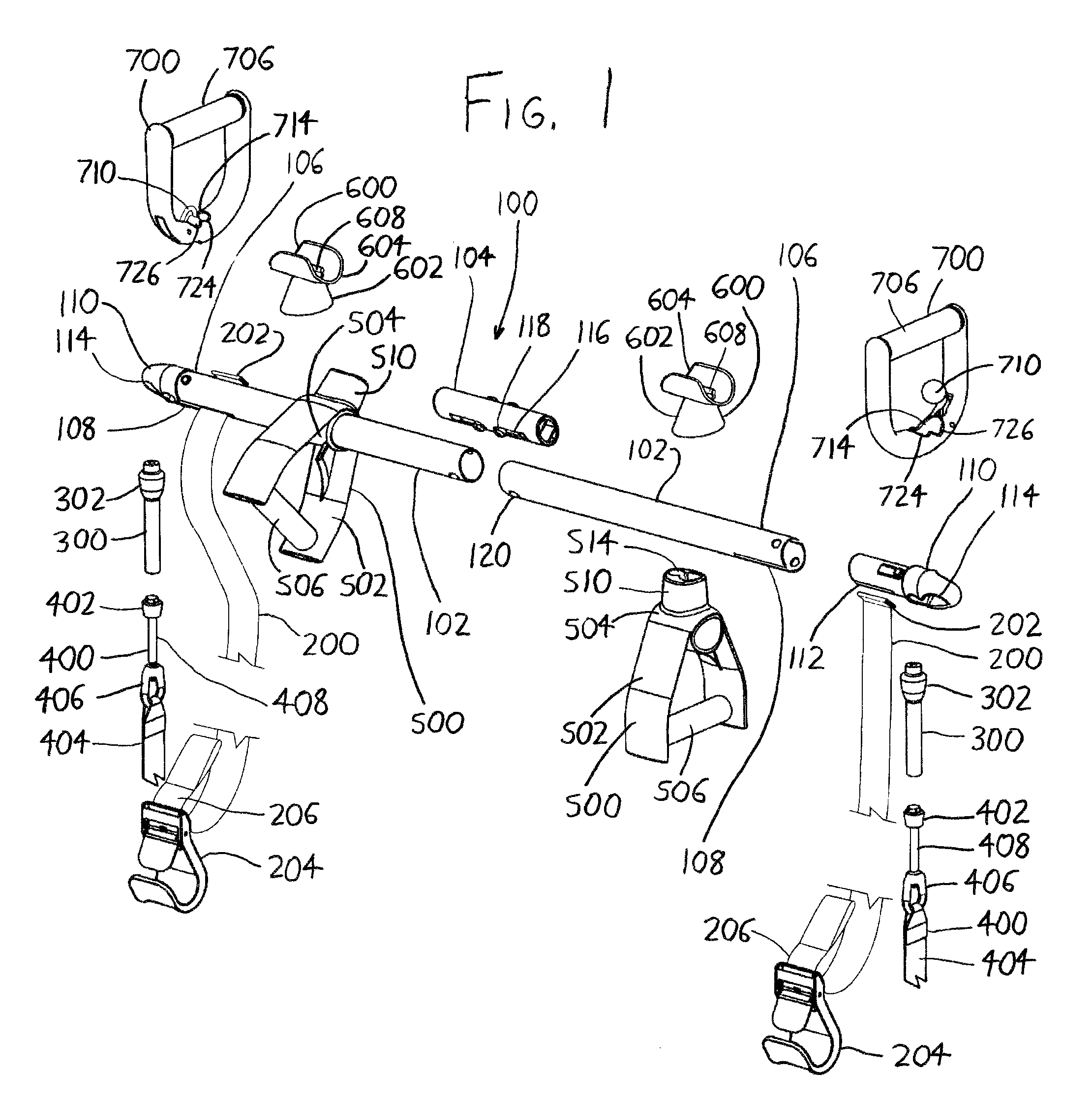 Exercise bars and handles with interchangeable attachment of elastic and inelastic members