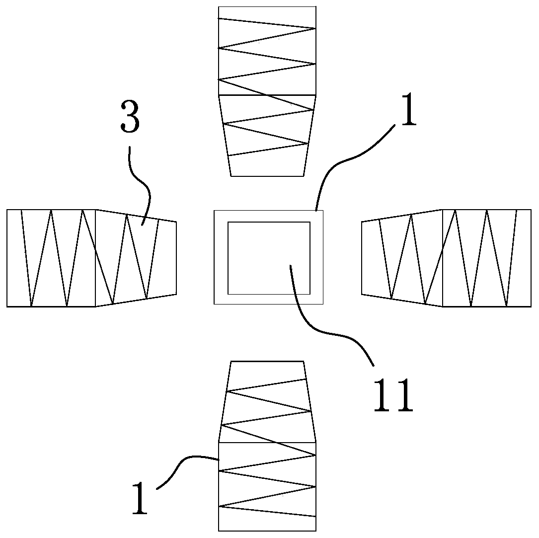 Magnetizing device and magnetizing method for six-sided magnetic levitation body