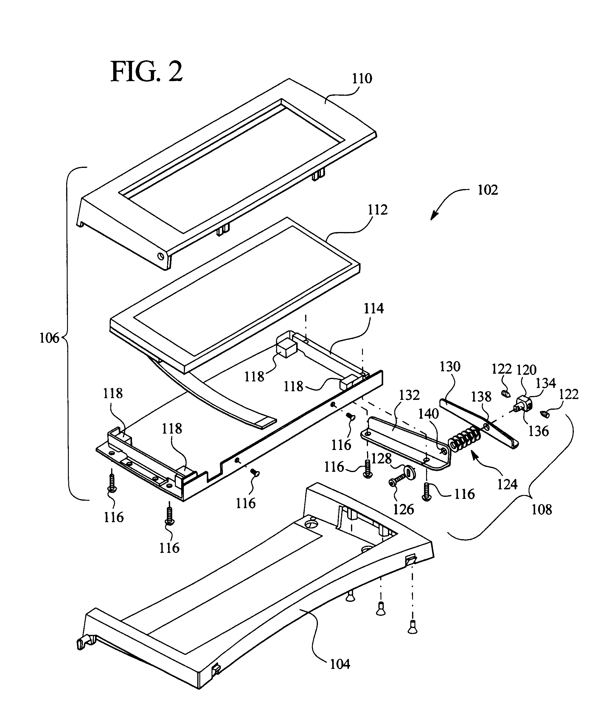 Adjustable LCD screen assembly for writing machine