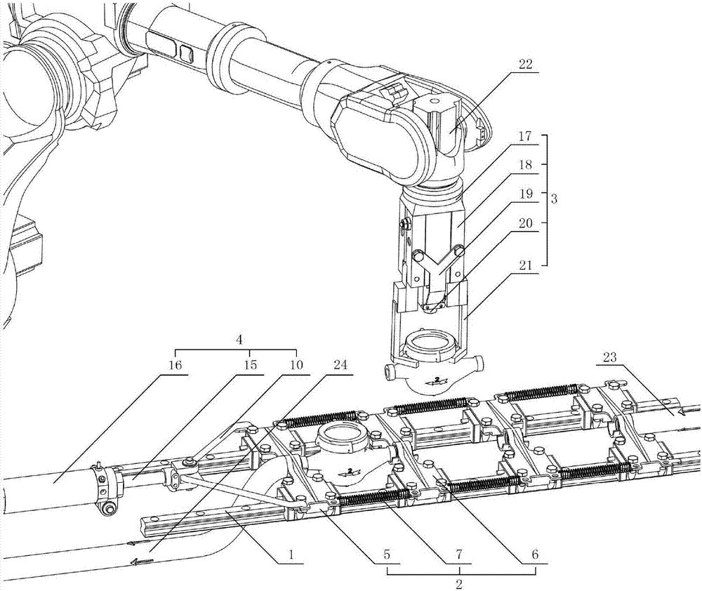 Calibration device and method for automatic fixing and visual pose adjustment of water meters