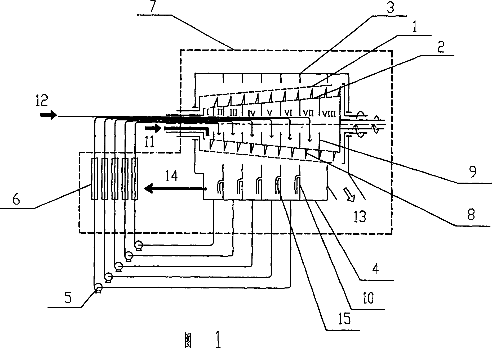 Multiple stage continuous adverse current type centrifugal leaching device suitable for powdery material