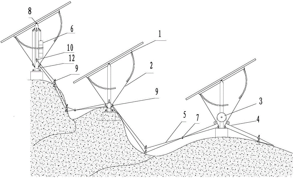 Flexible driving apparatus for all-terrain-matched linkage tracking photovoltaic bracket