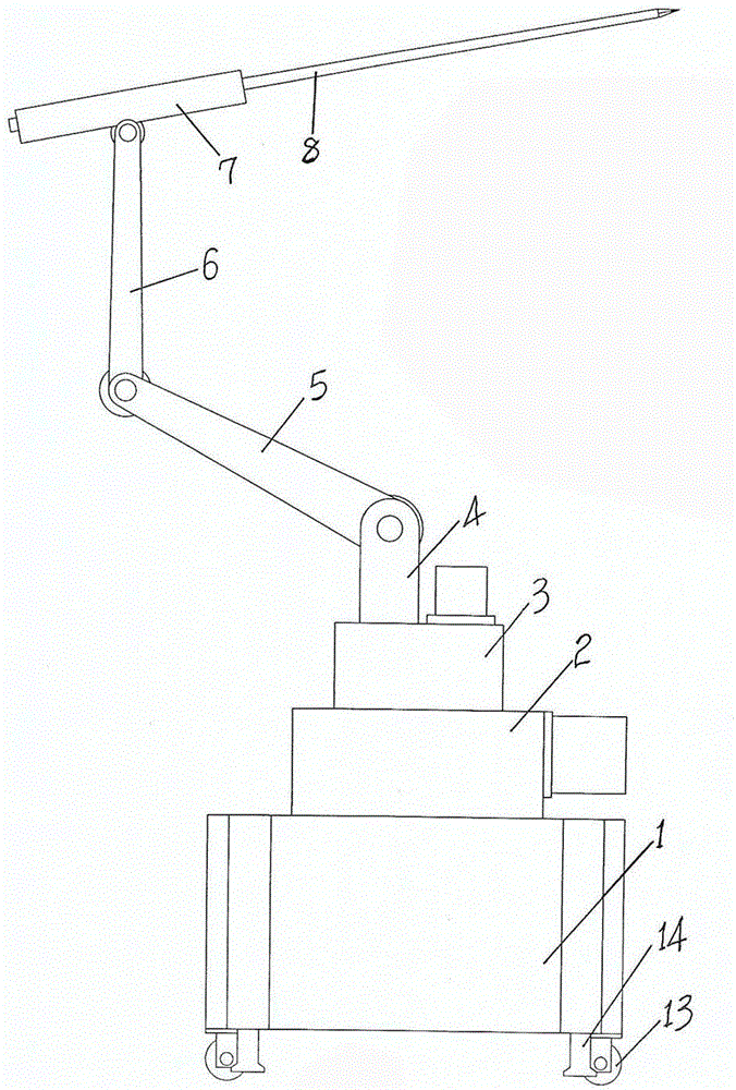 Wheel type pneumatic energy storage coke removing machine