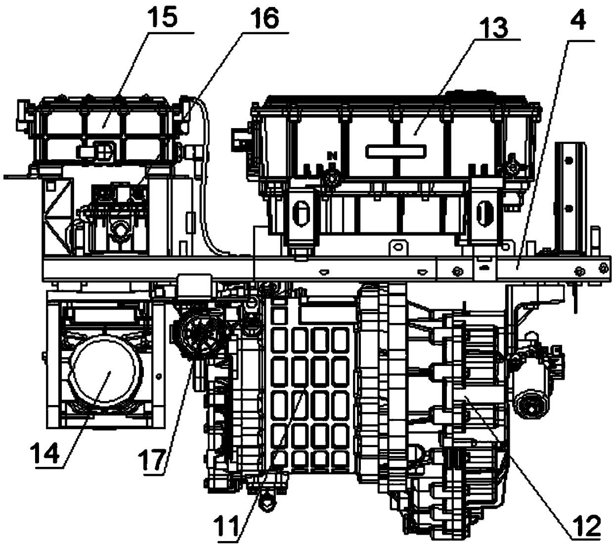 Installing system for electric vehicle power assemblies and electric vehicle