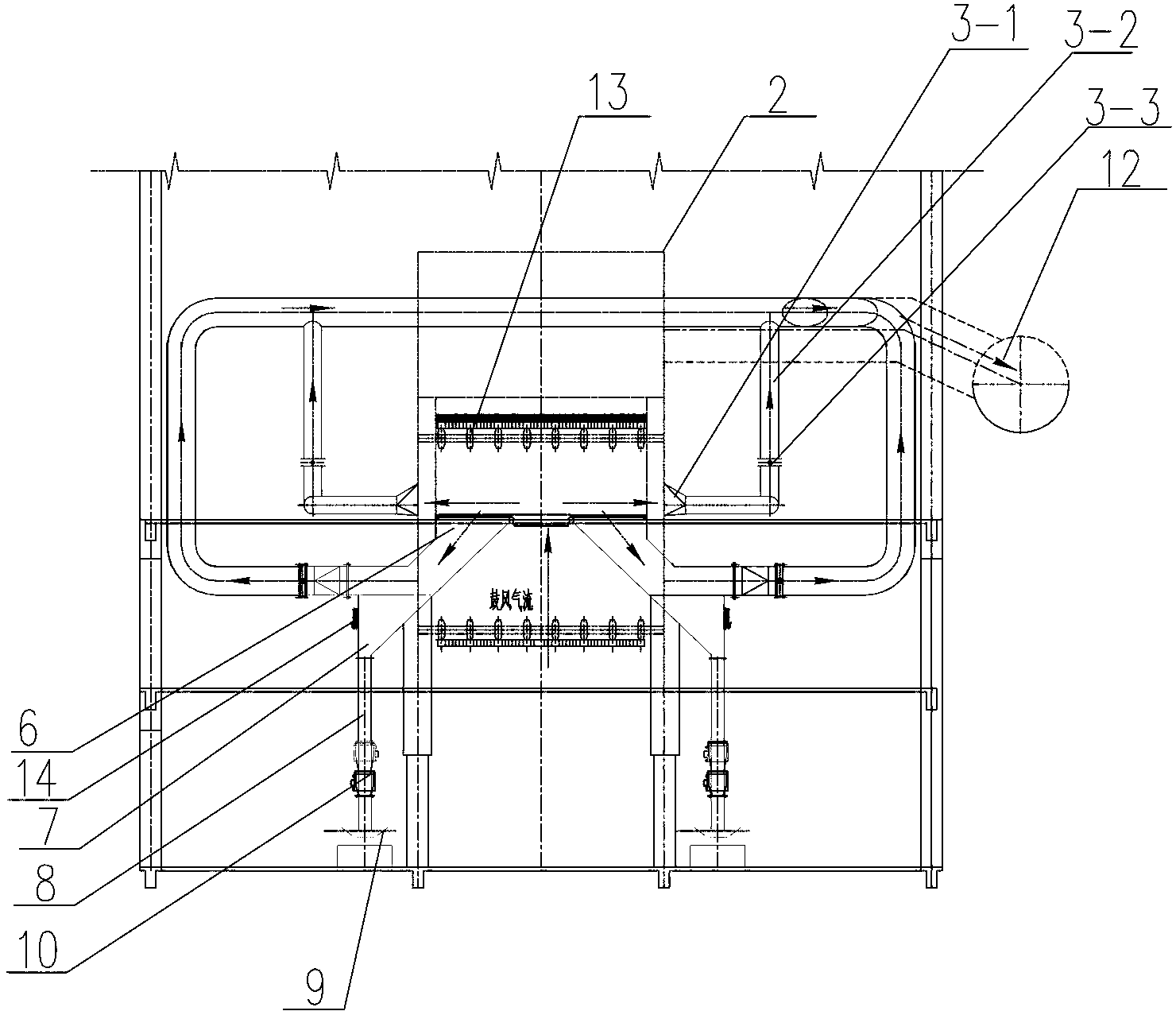 Dust removing system of chain grate machine tail part