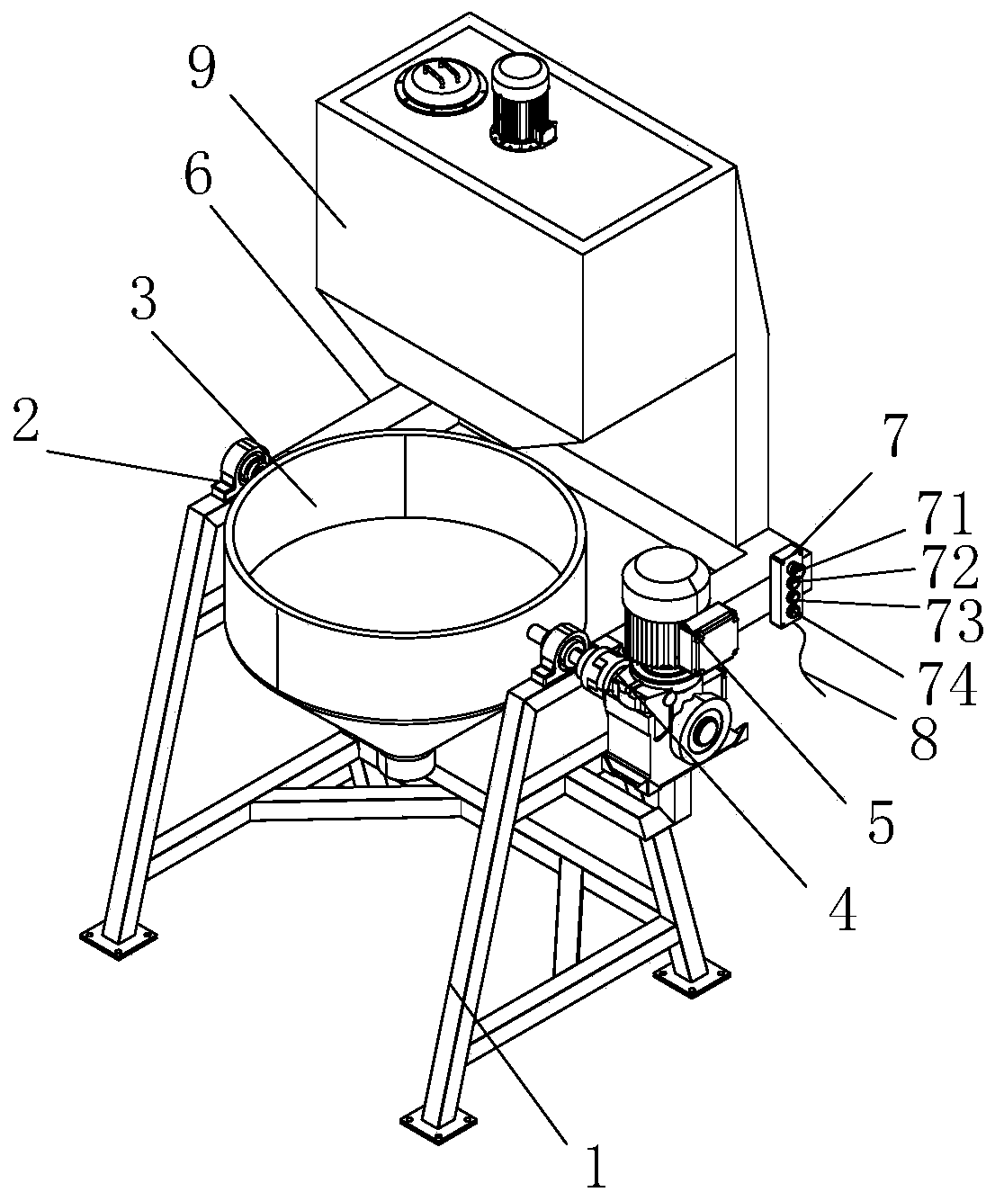 Dumping mechanism of grinding device for cosmetics production