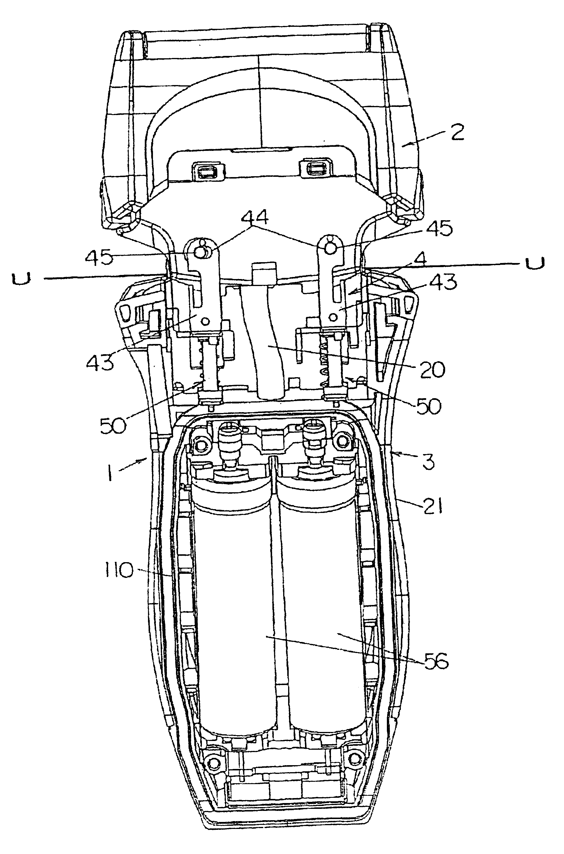 Electric shaver floating head support structure