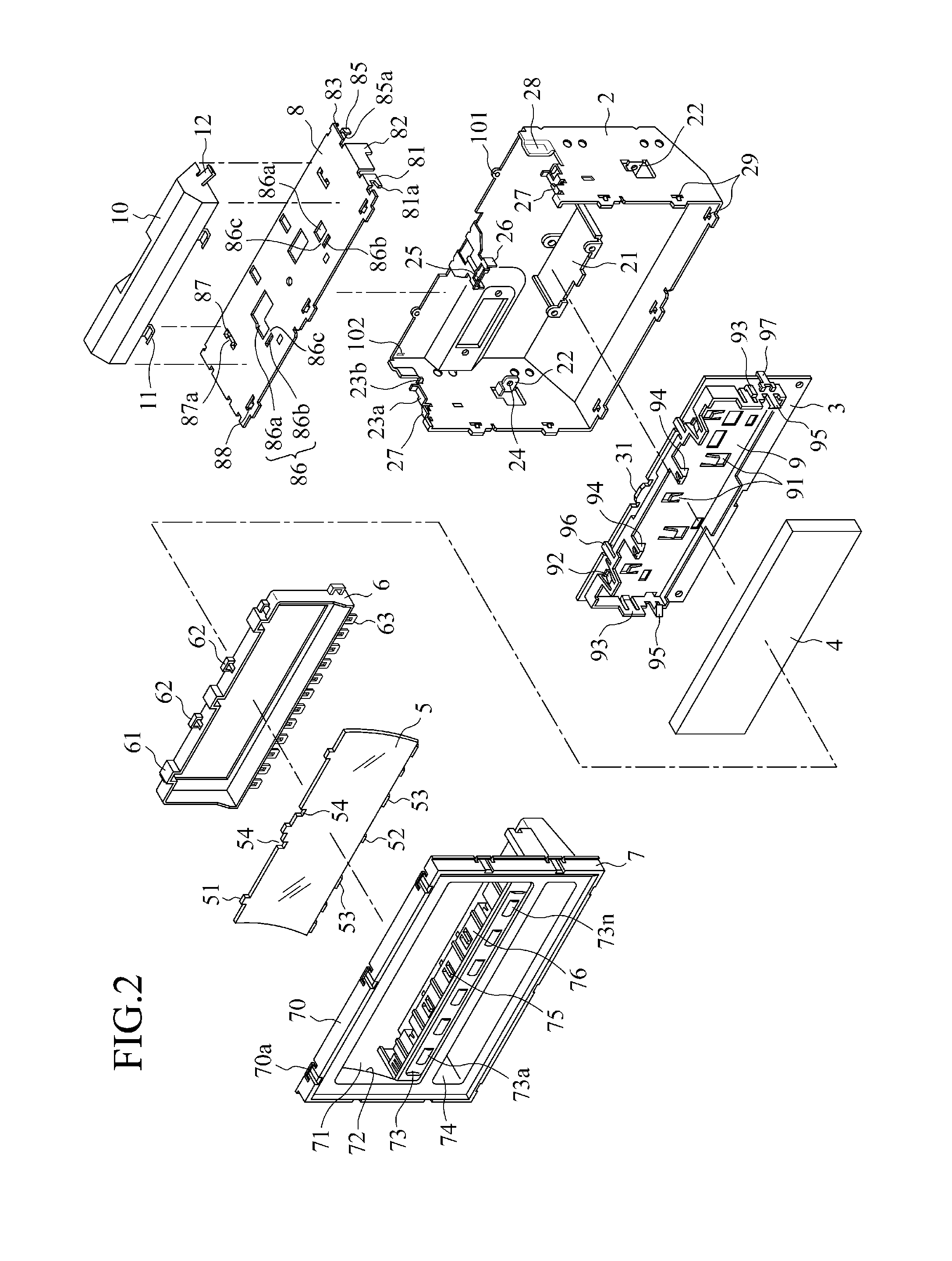 Structure for fastening metallic plate parts together