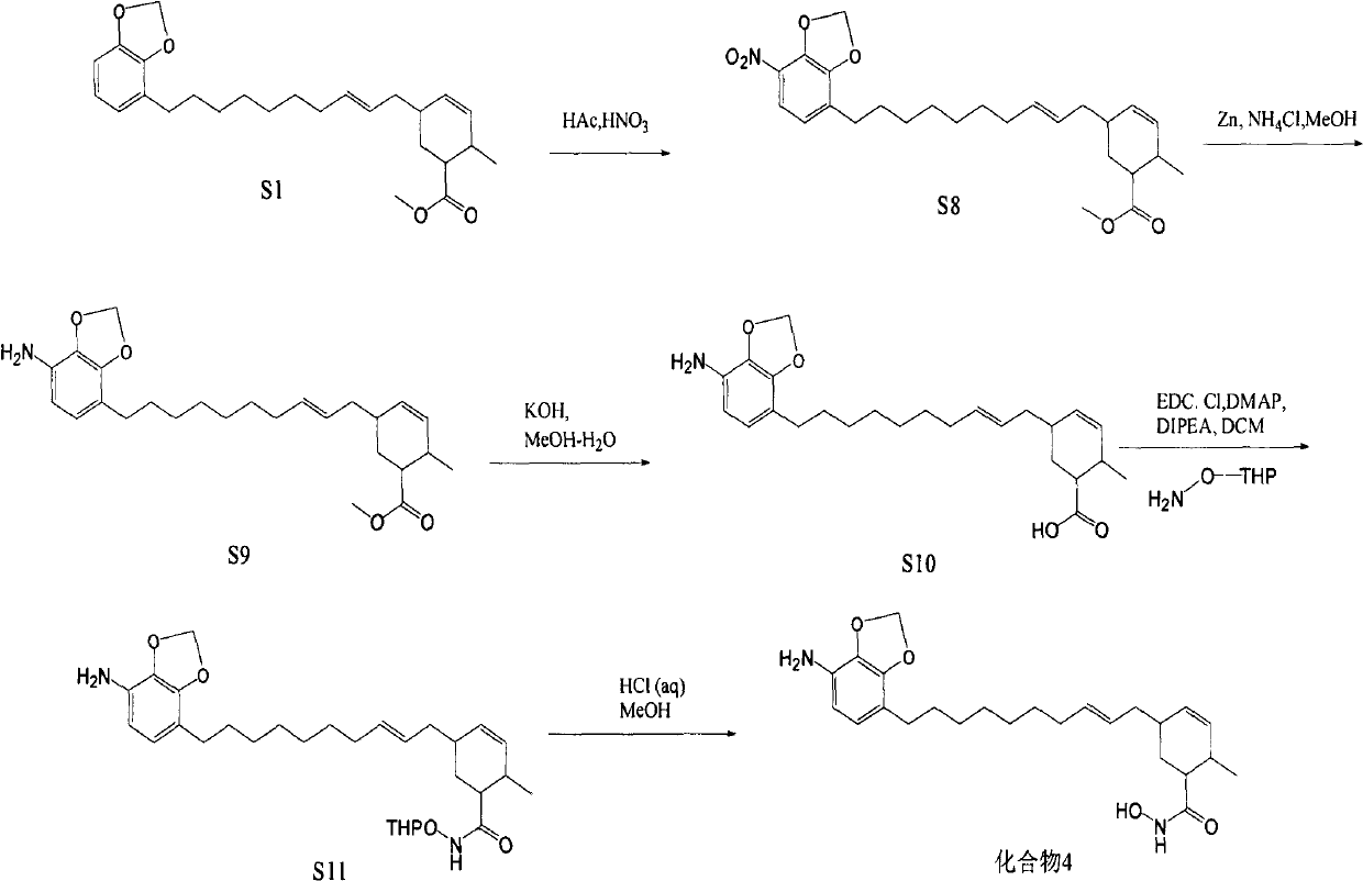 Synthesis method of novel urushiol hydroxamic acid derivatives with HDAC inhibition and antitumor activity