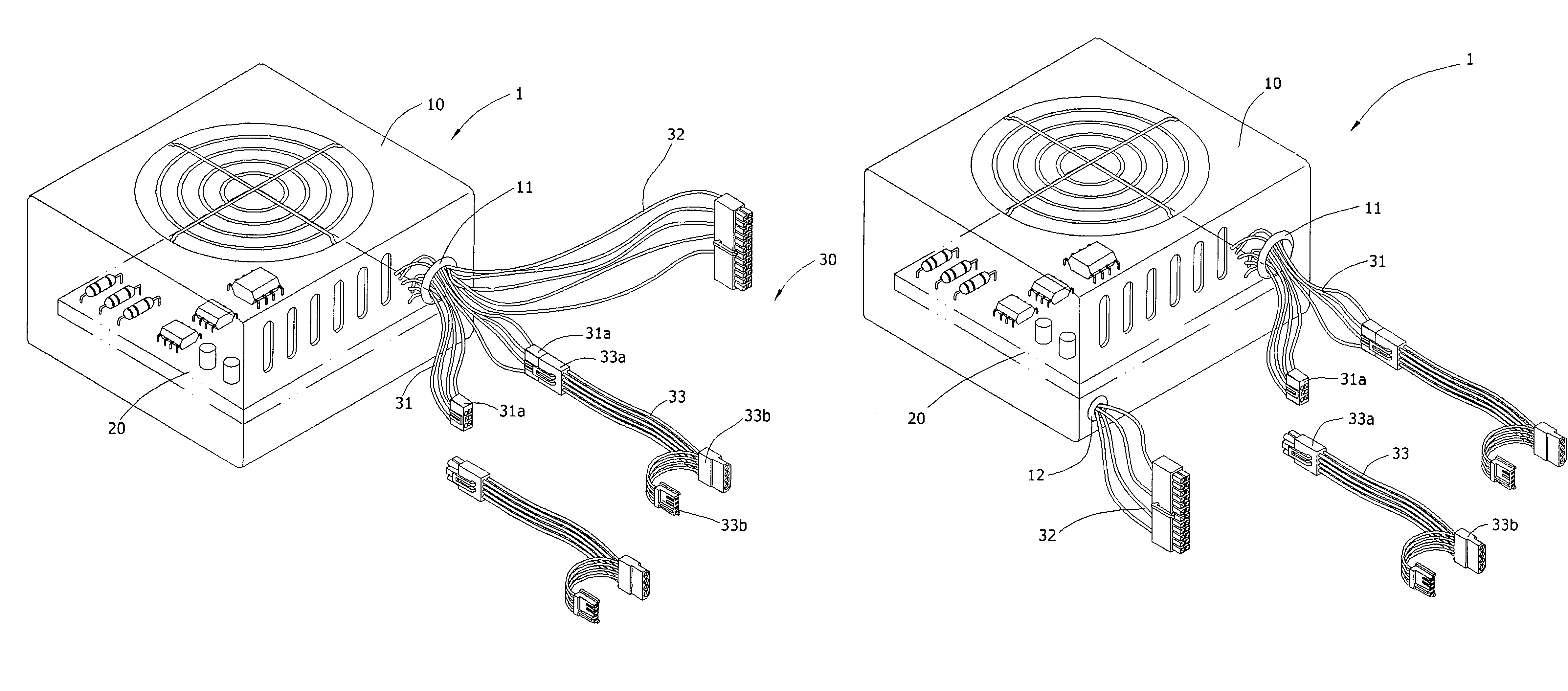 Wire structure of a power supply