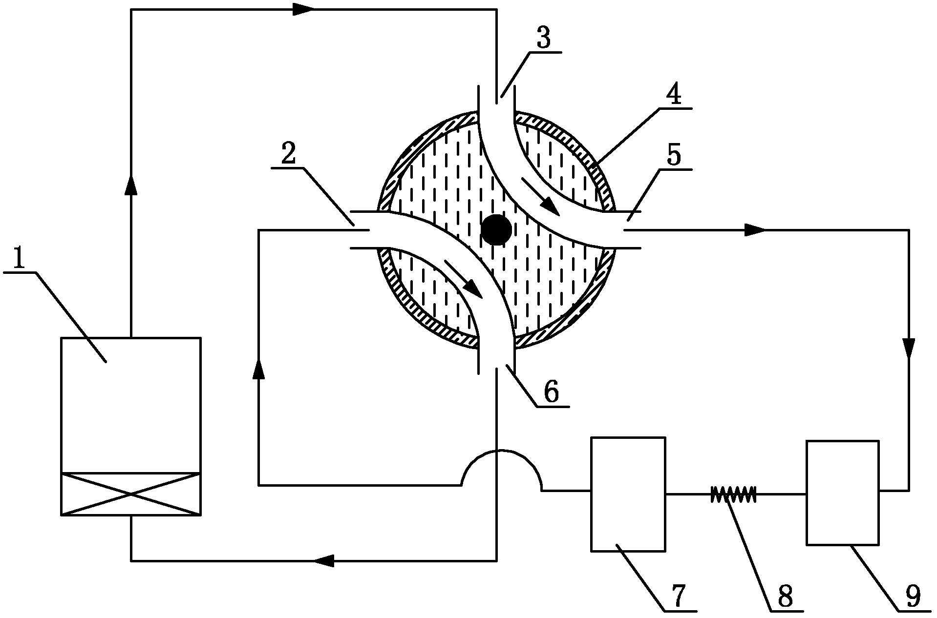 Four-way valve for Carnot cycle system