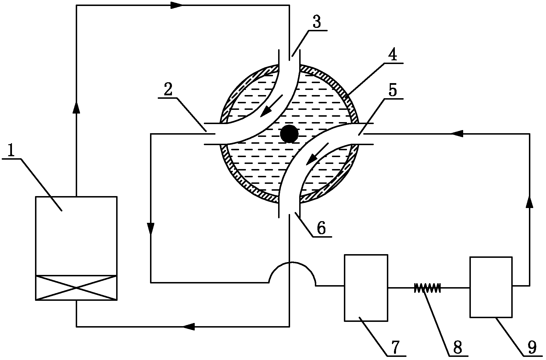 Four-way valve for Carnot cycle system