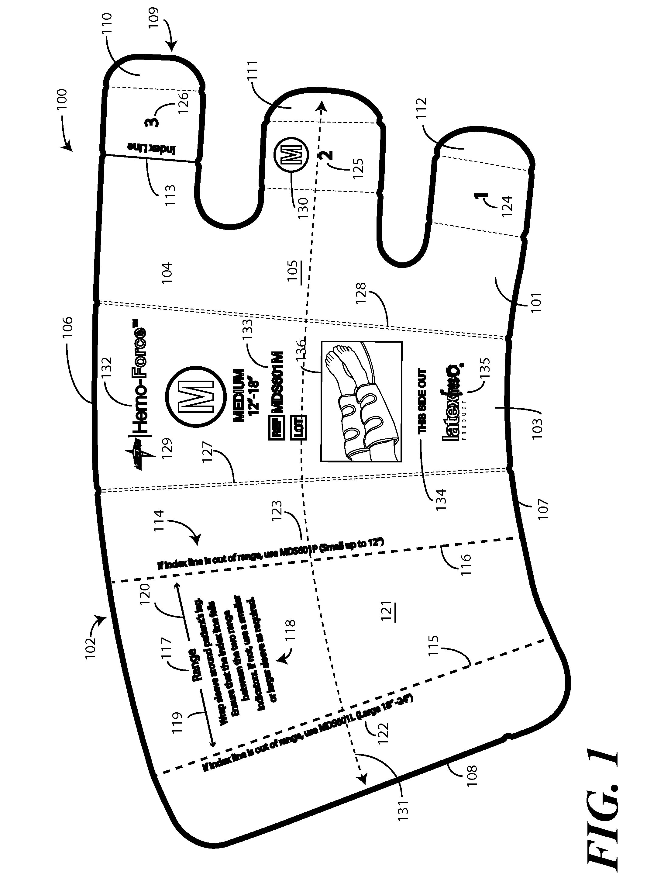 Compression Device with Sizing Indicia