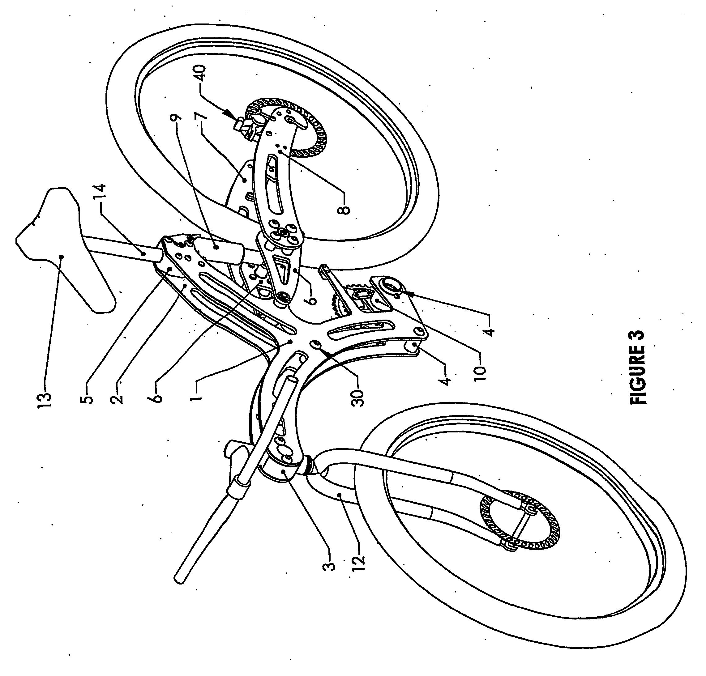 Folding bicycle constructed from plate frame elements